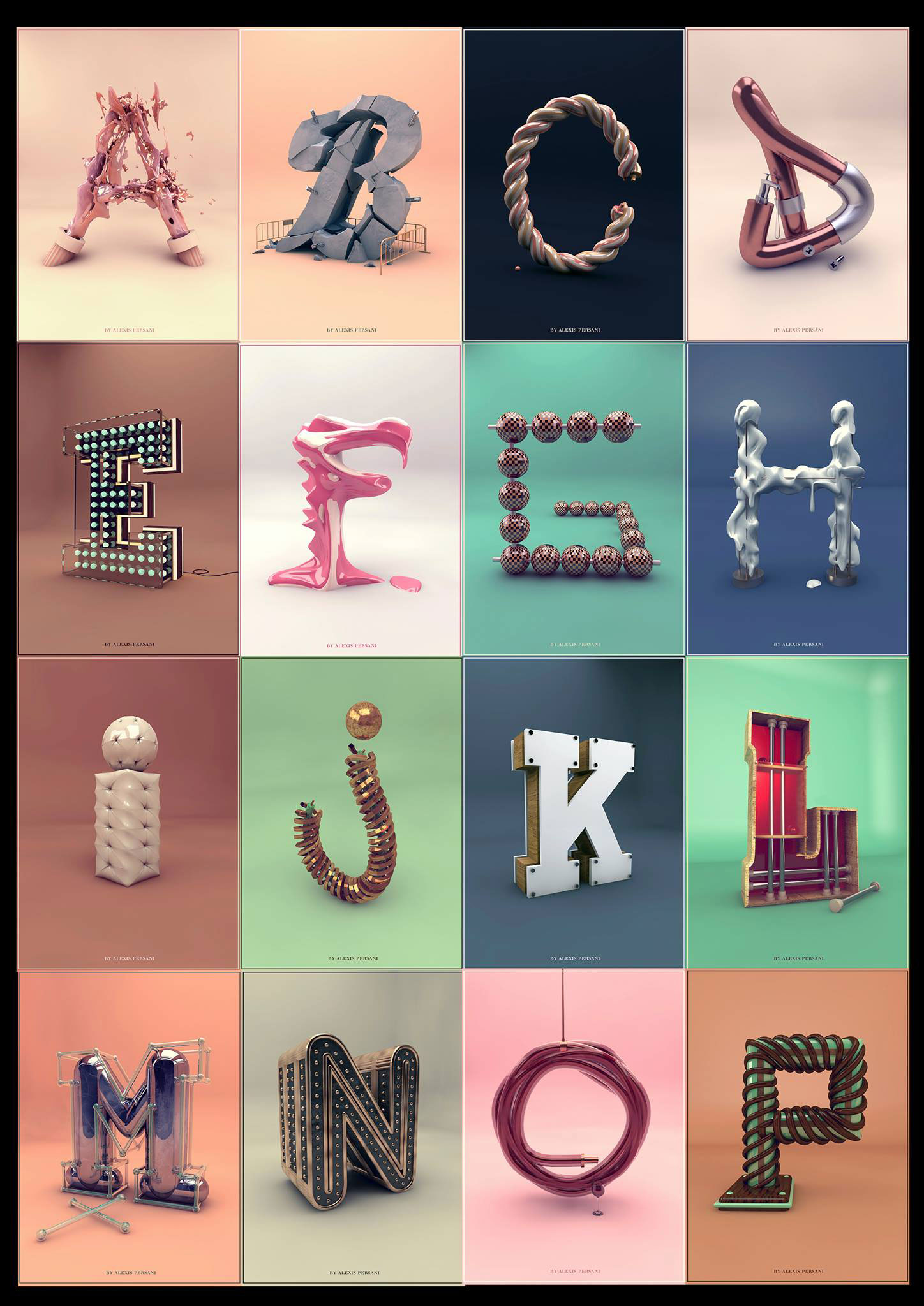 1448x2048  Объемный алфавит Алексиса Персани | БАРБУР ДИЗАЙН