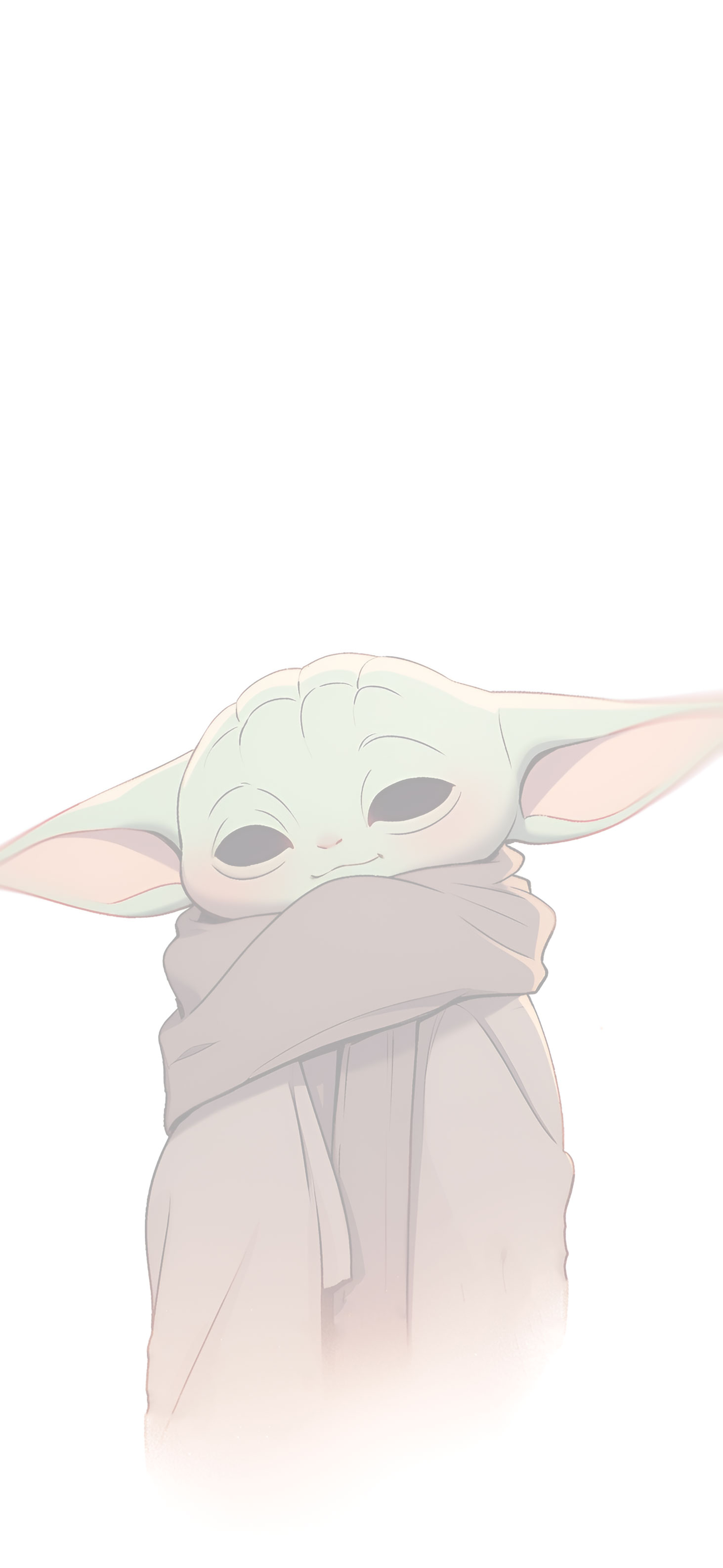 1463x3171  Спокойный малыш Йода на белом фоне Обои - Клан Обои