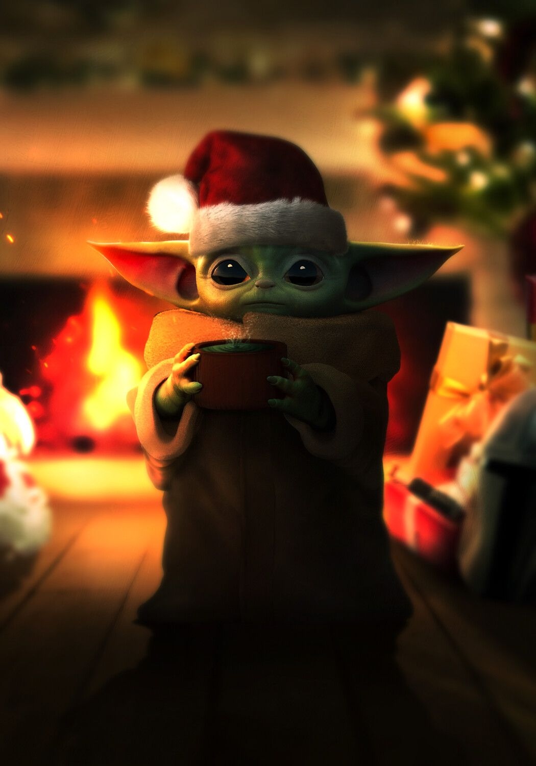 1050x1500  Рождественский малыш Йода Обои Скачать | МобКубок