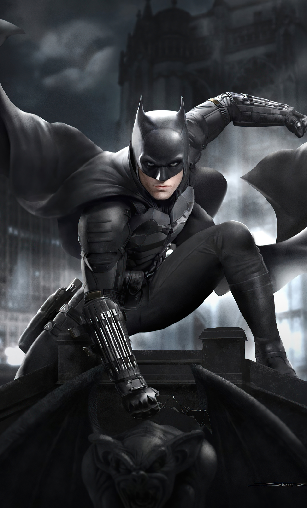 1280x2120  Скачать обои Бэтмен с видом на Готэм-сити в Batman: Arkham Knight | Обои.com