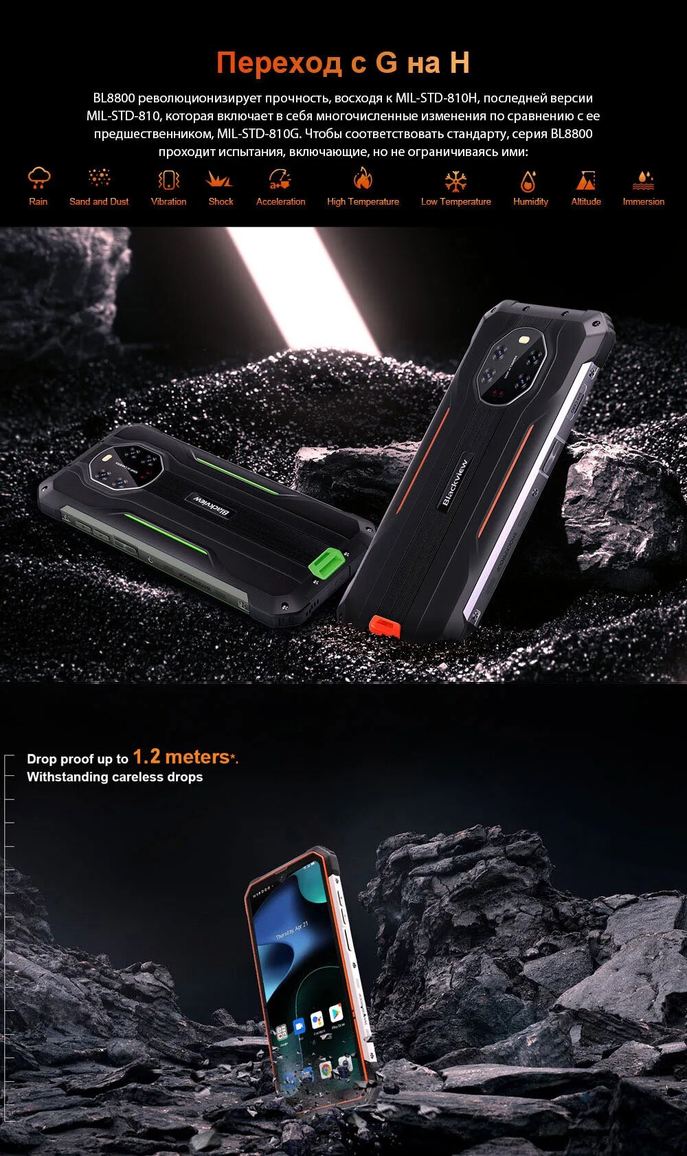 1000x1682  Мировая премьера Blackview BL8800 5G Защищенный 6,58-дюймовый дисплей 8 ГБ  128 ГБ Мобильные 50MP Четырехъядерная задняя камера 8380 мАч Аккумулятор |  AliExpress