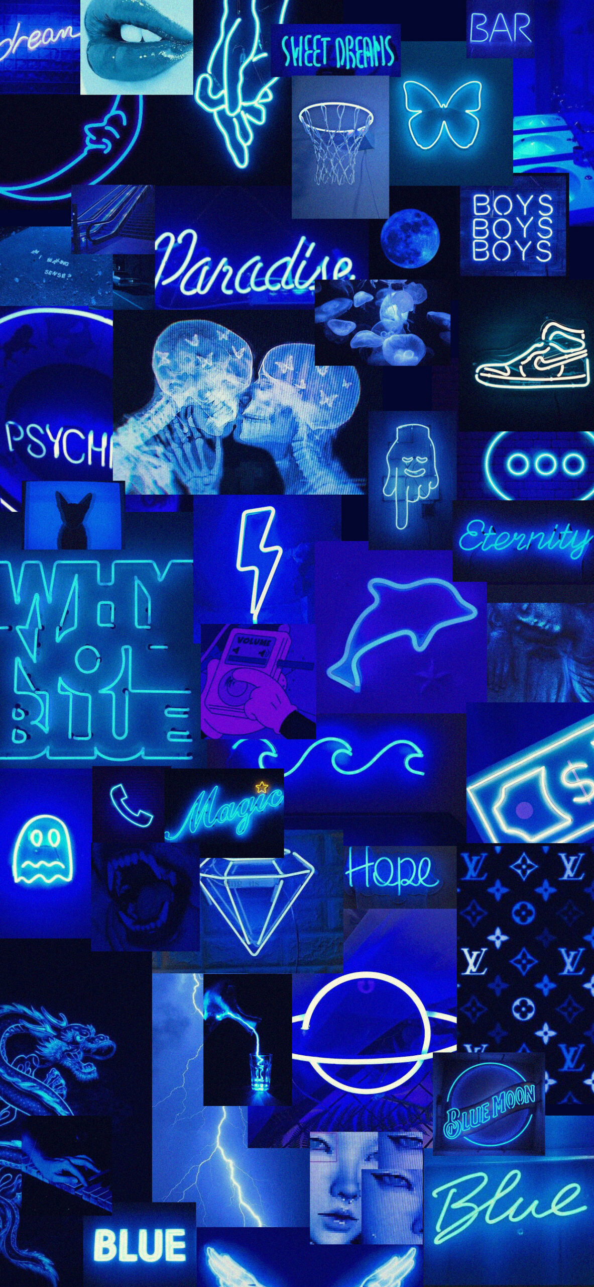 1183x2560  Blue Neon Aesthetic Wallpapers - Эстетические синие обои на iPhone
