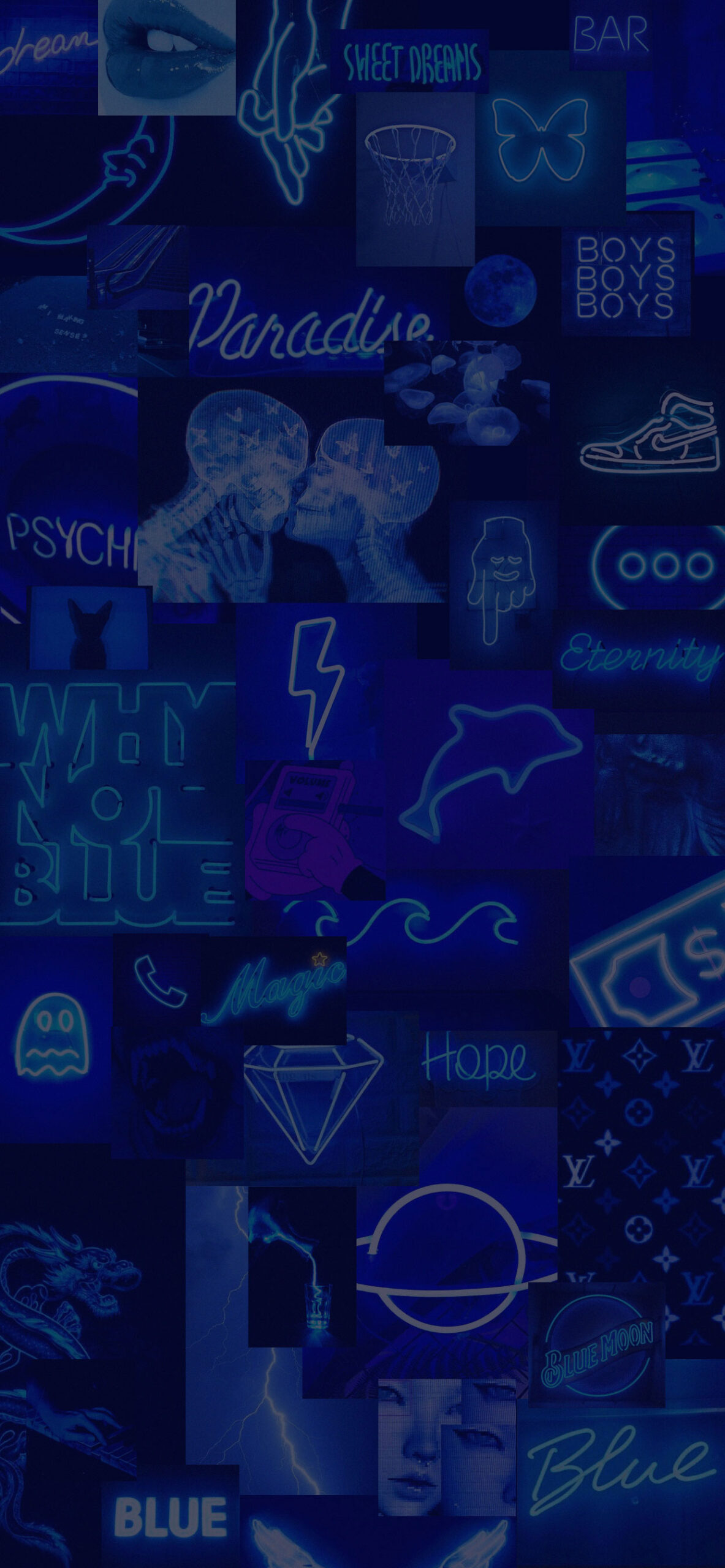 1183x2560  Blue Neon Aesthetic Wallpapers - Эстетические синие обои на iPhone