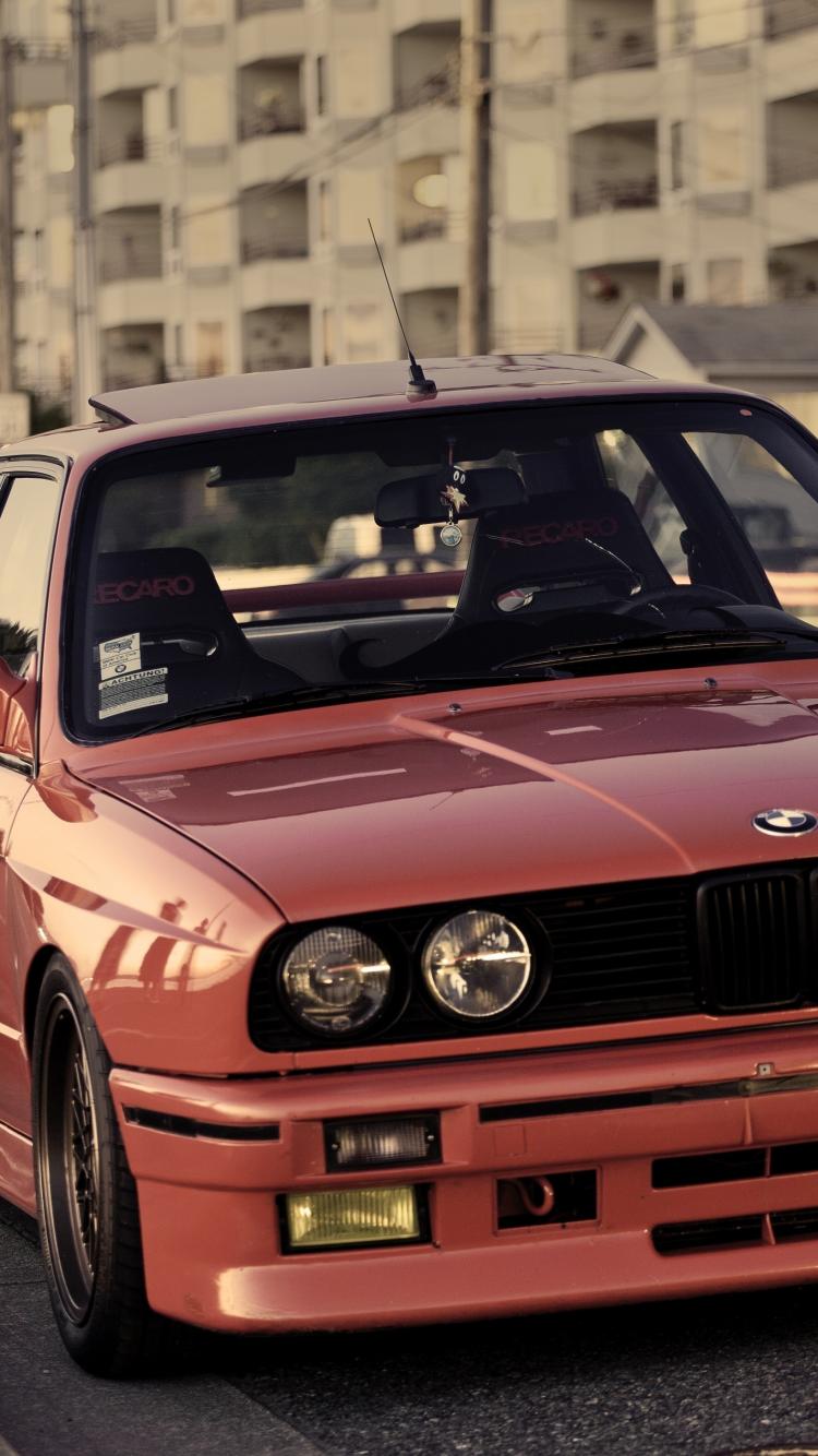 750x1334  Силуэт BMW E30 Touring - Векторные обои -
