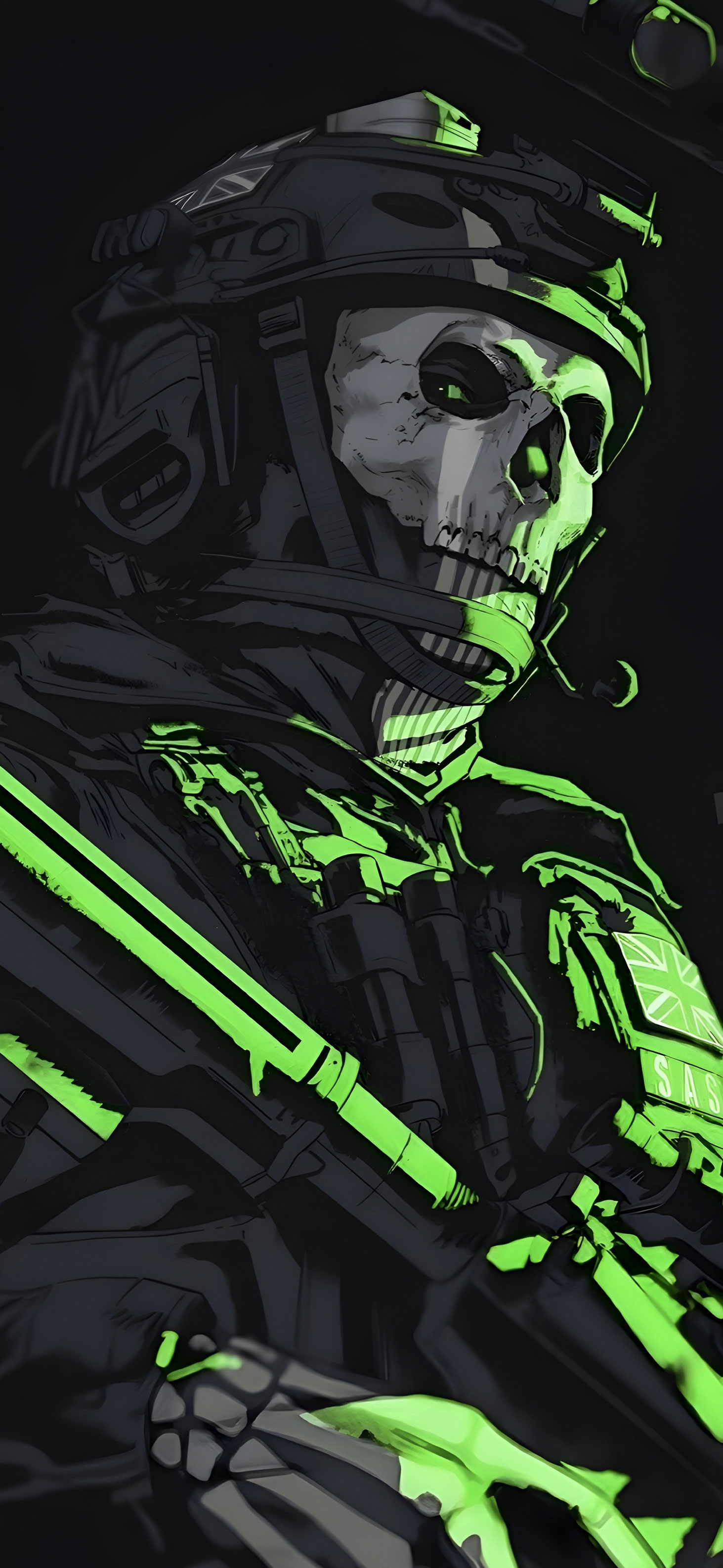 1463x3171  Call of Duty Modern Warfare Ghost Black Обои - Клан Обои