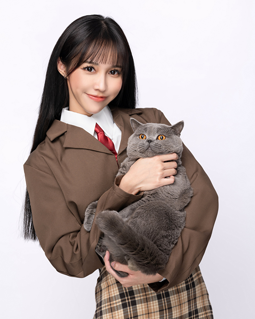 819x1024  Красивая девушка и черный кот Аниме Обои - Клан Обои