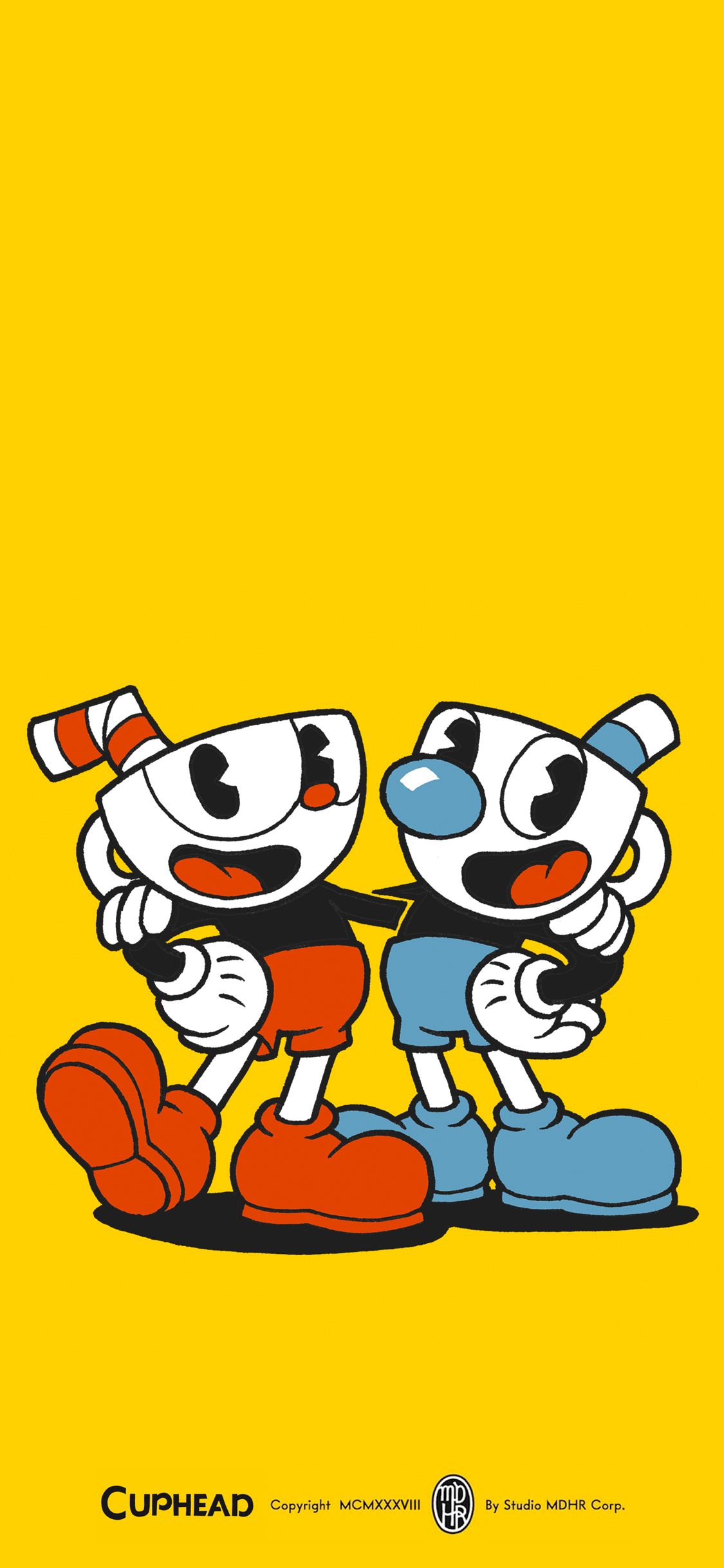 1125x2436  Цветные обои Cuphead and Mugman — Кот с моноклем