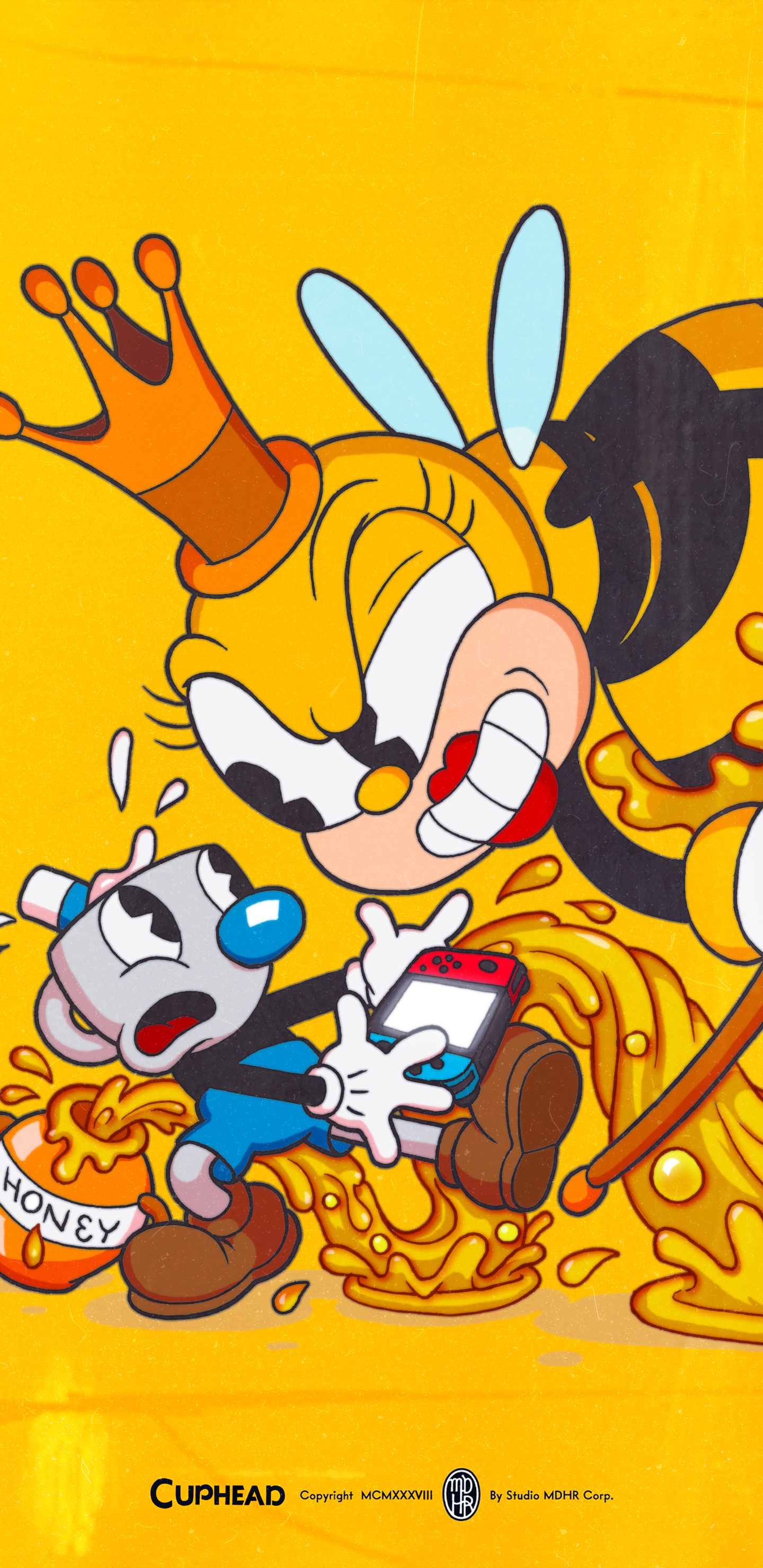 1440x2960  Обои Cuphead Rumor Honeybottoms — Кот с моноклем