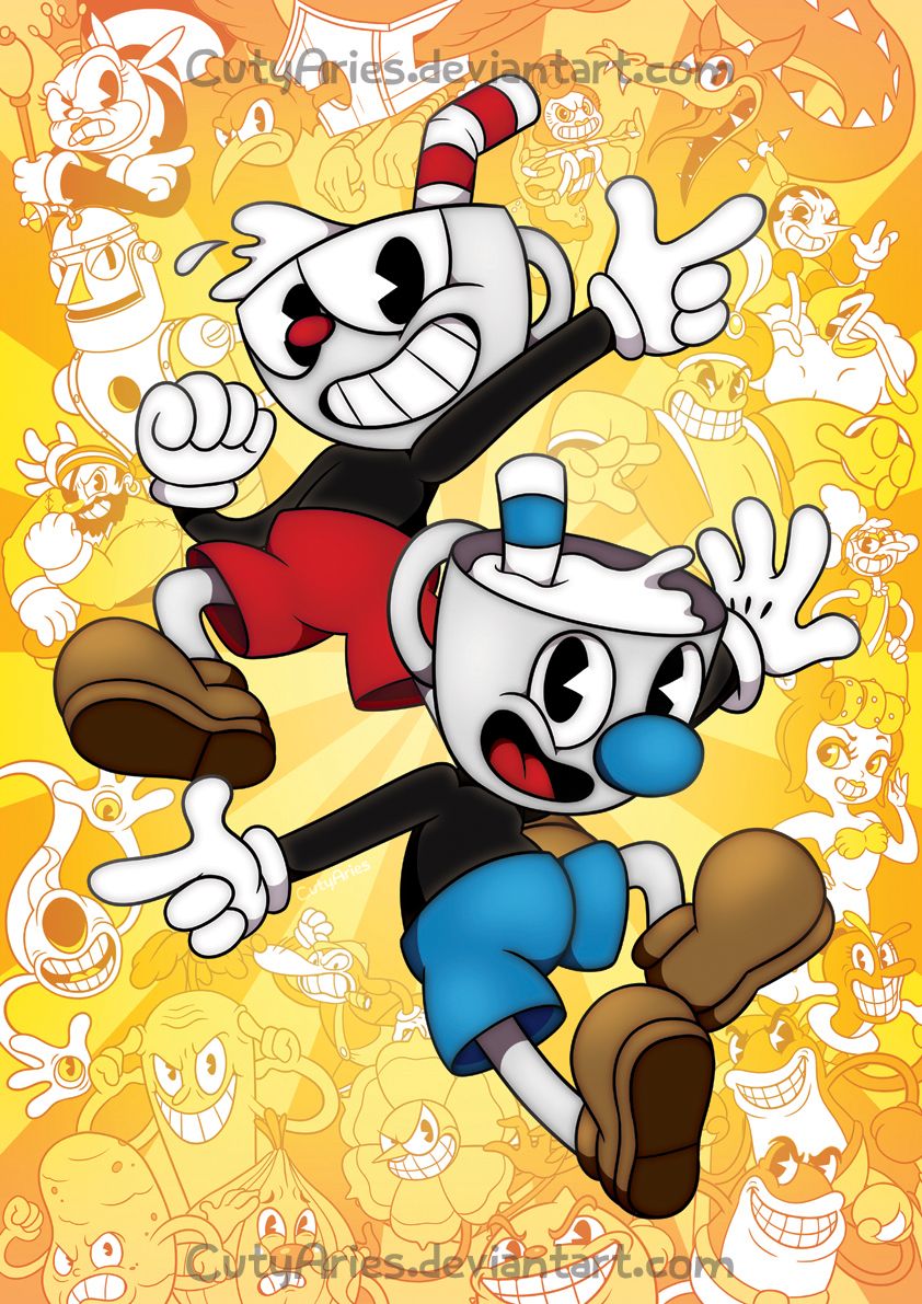 842x1191  Фанарт — Cuphead, Mugman и The Bosses, автор CutyAries на DeviantArt | Старые мультфильмы, Фан-арт, Мультяшные обои