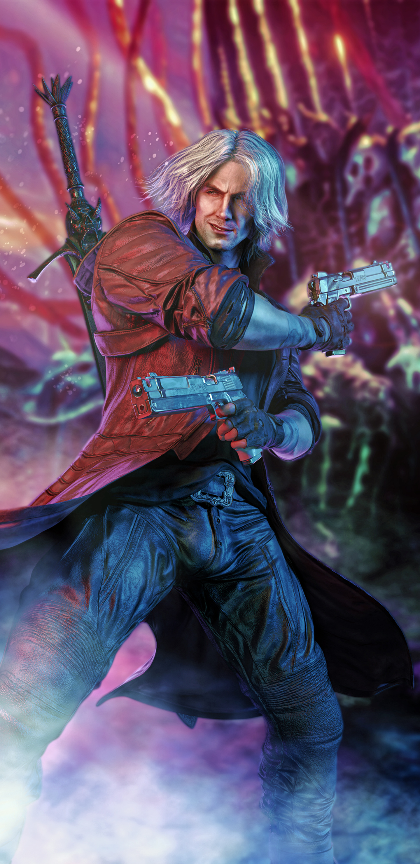 1440x2960  Игра Devil May Cry Red Blue 4K обои — лучшие обои