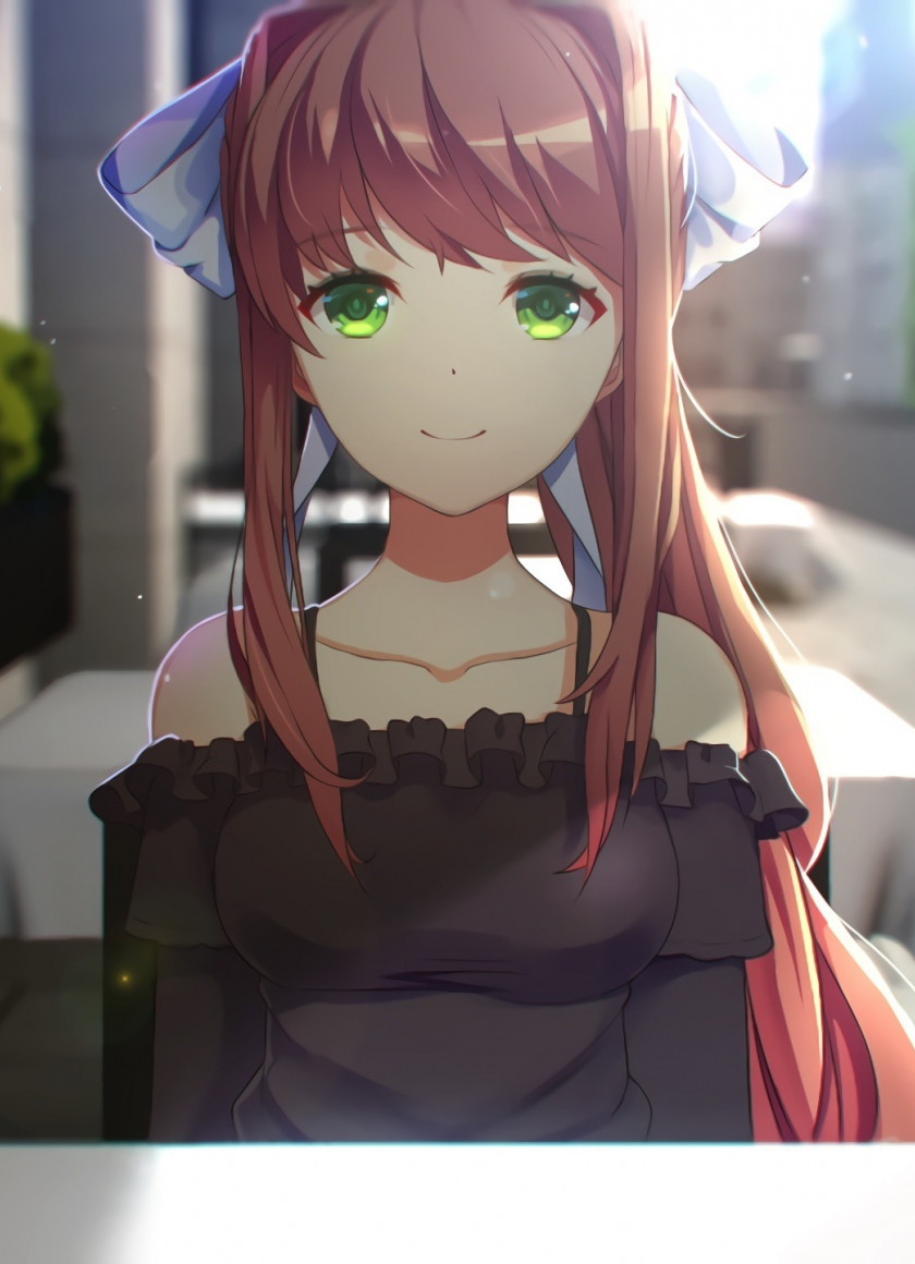 840x1160  Моника (DDLC) [#1] | Аниме рендер || от Kujou от KonaRenders на DeviantArt