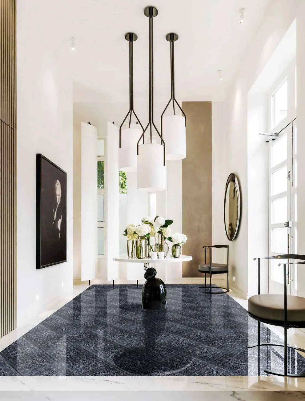 991x1302  Мраморная плитка Akros Luxurius Zephyros T Nero Marquinia Gold 30,5x30,5  купить в Москве | интернет-магазин StudioArdo