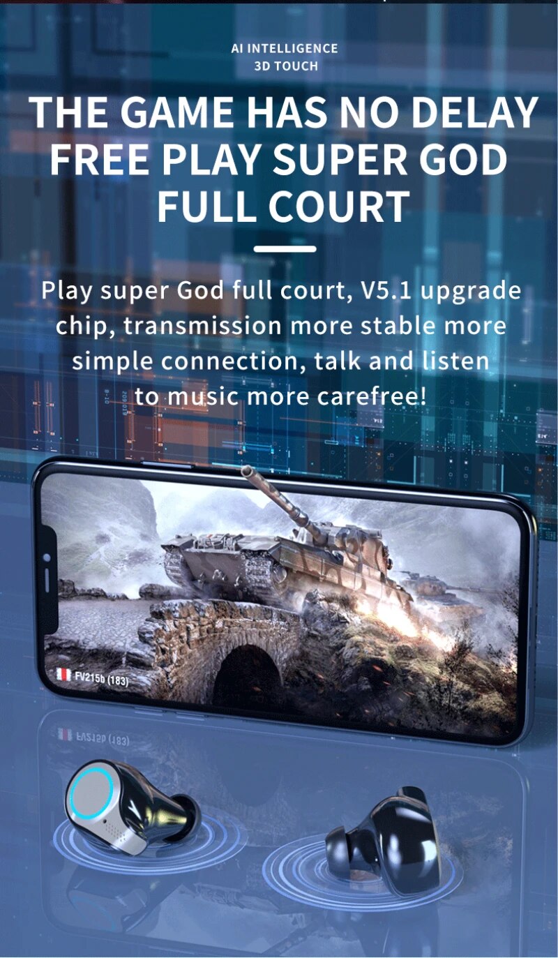 800x1373  M9-18 TWS беспроводные наушники с сенсорным управлением Bluetooth 5,1 вкладыши стерео музыкальные гарнитуры спортивные водонепроницаемые наушники для телефона ПК - Алиэкспресс