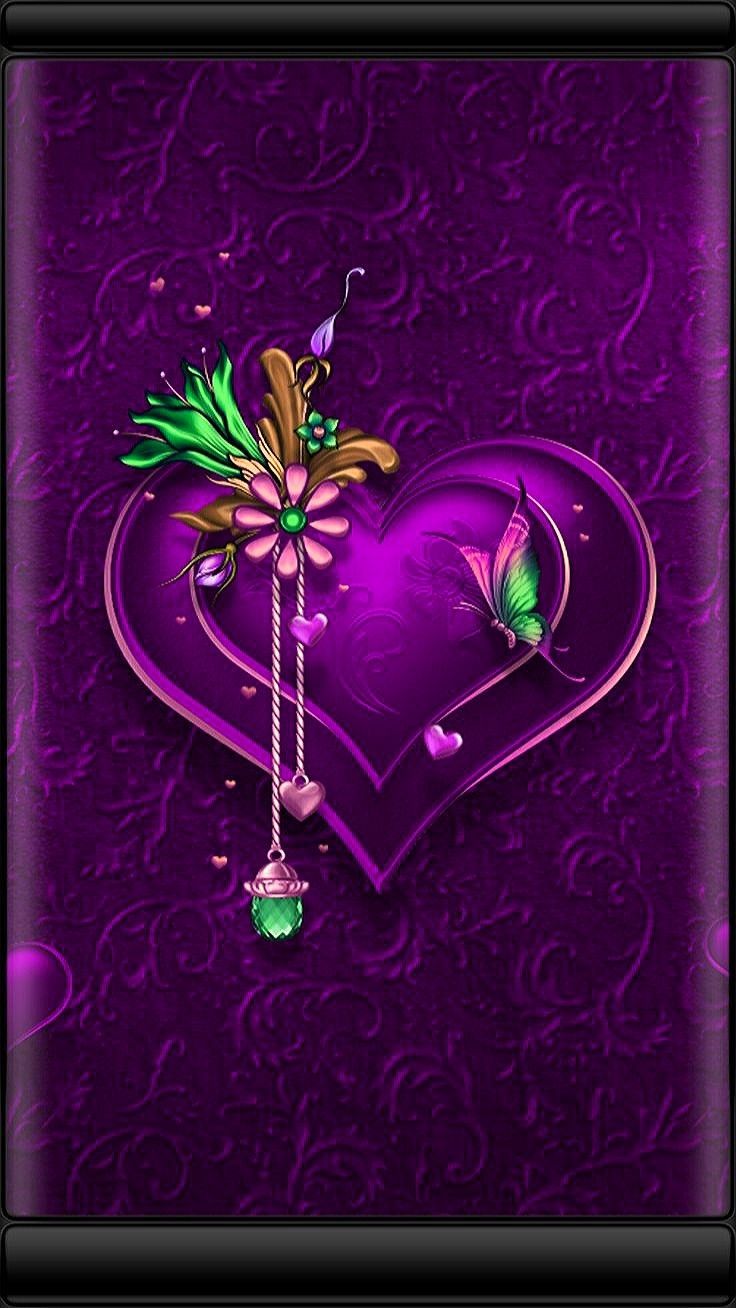 736x1308  Purple and black | Heart wallpaper, Butterfly wallpaper backgrounds,  Beautiful flowers wallpapers
