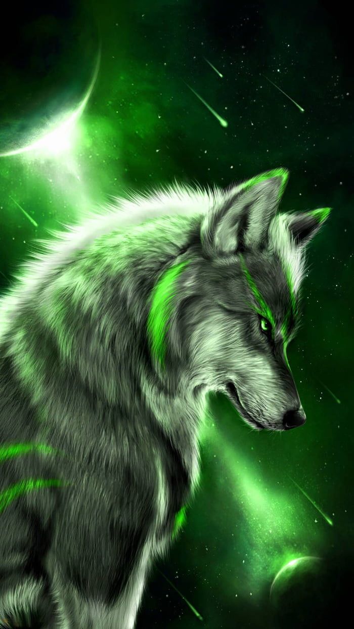 700x1244  I made a green one too! - Wallpaper | Wolf wallpaper, Animal wallpaper,  Wolf painting