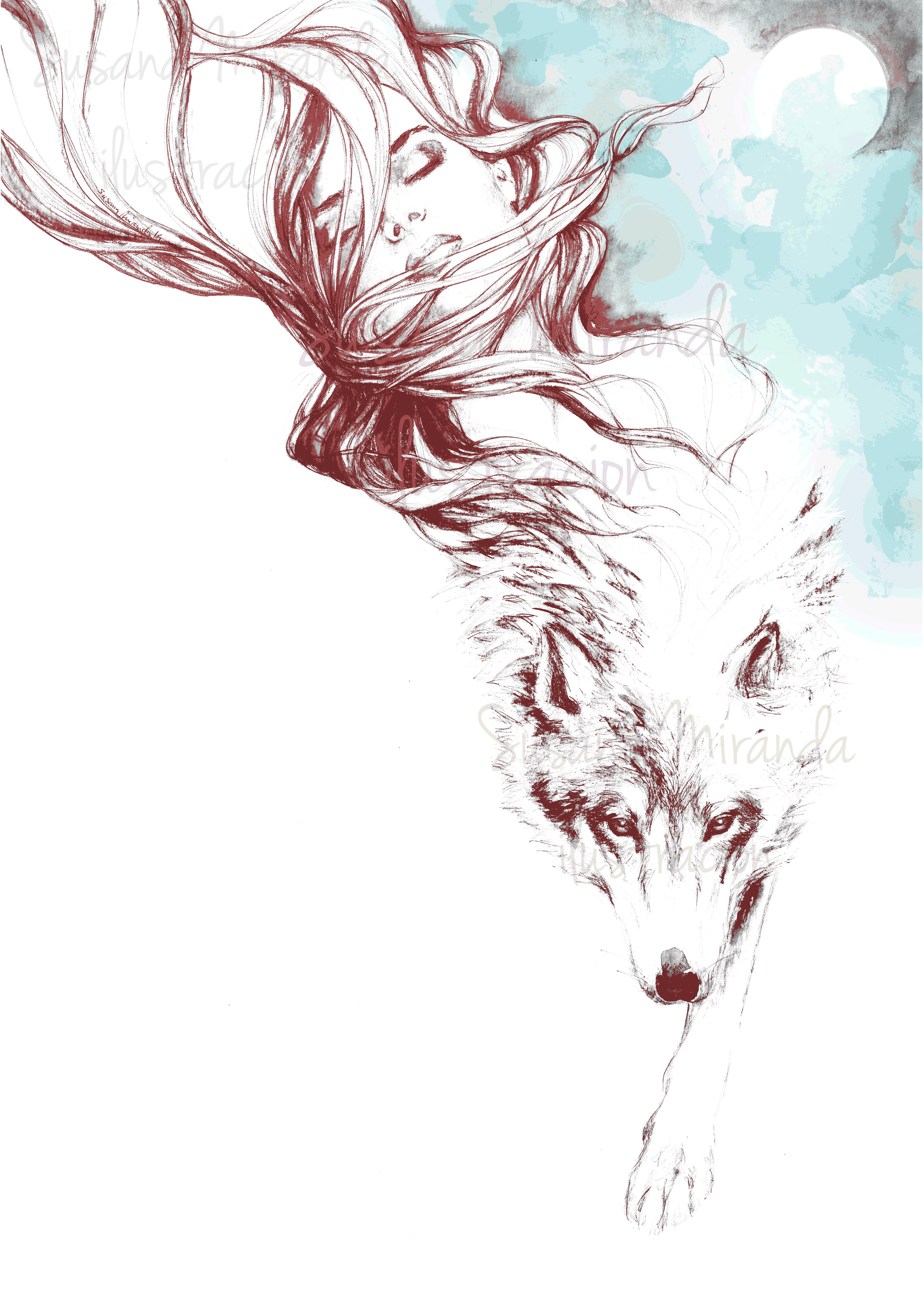 4362x6201  Dreaming about wolves\" Susana Miranda ilustración | Wolf art print, Wolf  tattoos, Wolf art