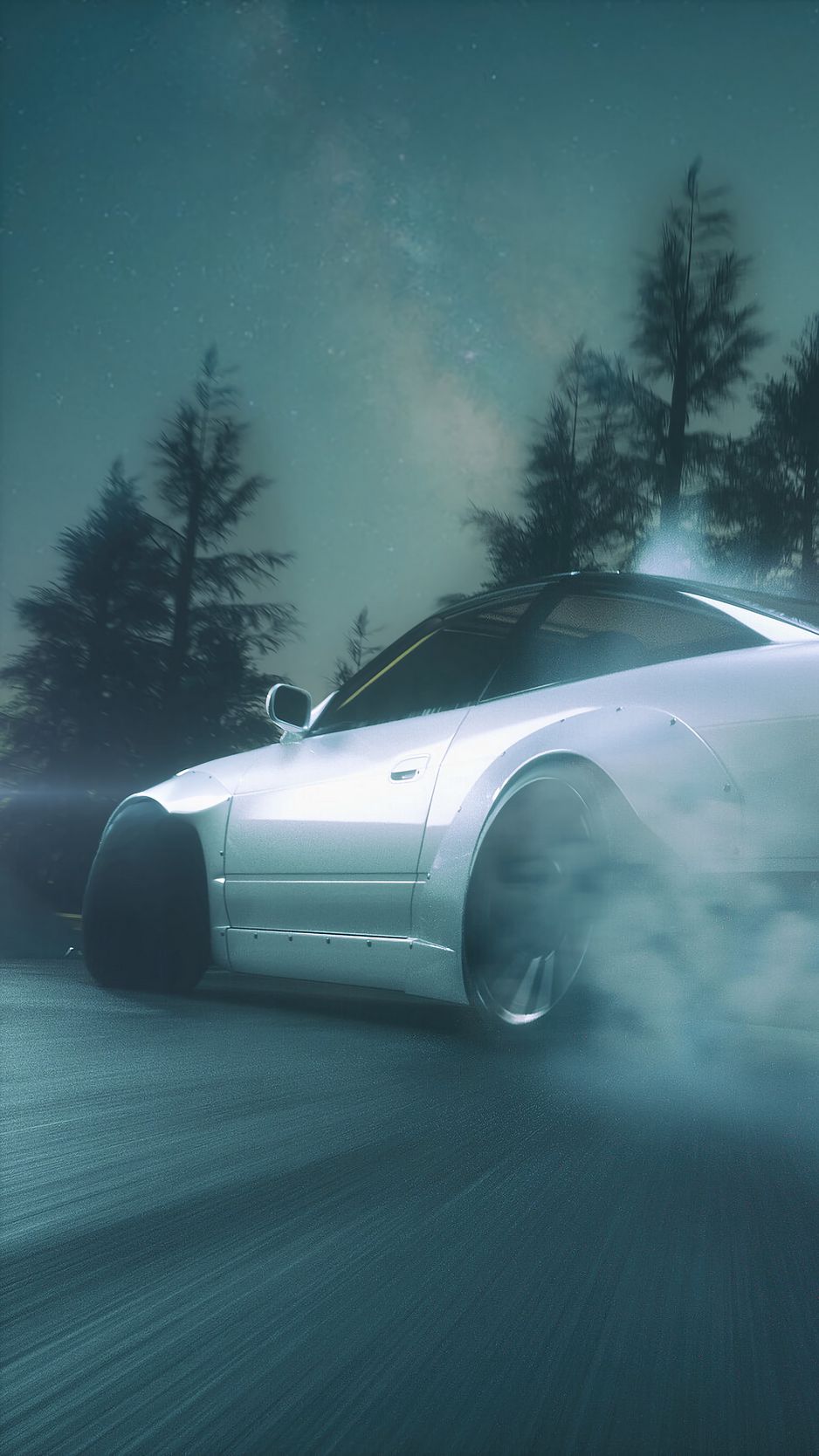 938x1668  Скачать 938x1668 машина, белая, дрифт, дым, асфальт обои, картинки iphone 8/7/6s/6 for parallax