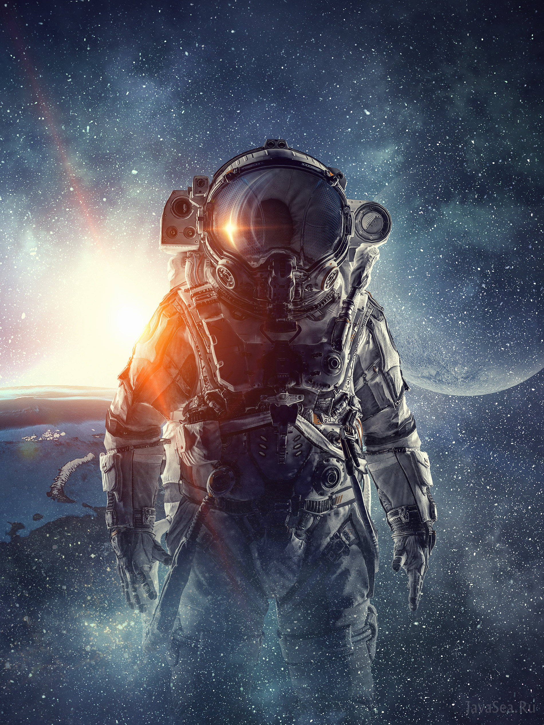 1900x2533  Скачать картинку Космонавт и космос бесплатно