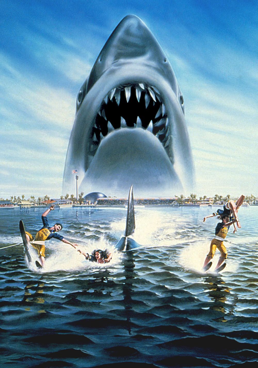 1000x1426  Мобильные обои в разрешении 4K Ultra HD, изображающие мегалодона, гигантскую доисторическую акулу, плавающую в кристально чистой воде с массивными челюстями и рядами острых зубов.