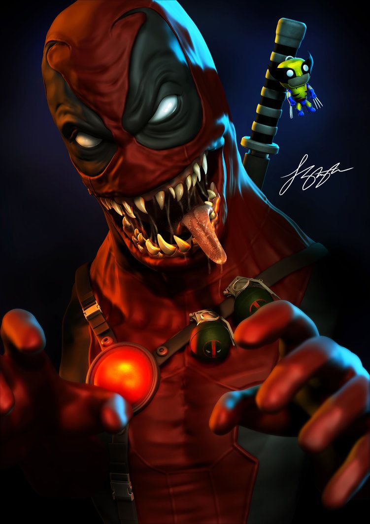 751x1063  Оскар Ромеро в Instagram: «Новая #иллюстрация. Похоже, #venom захватил #deadpool. Или Веном был захвачен Дэдпулом? #wadewilson #venompool #ed… | Иллюстрации Дэдпула, Marvel Spiderman Art, Marvel