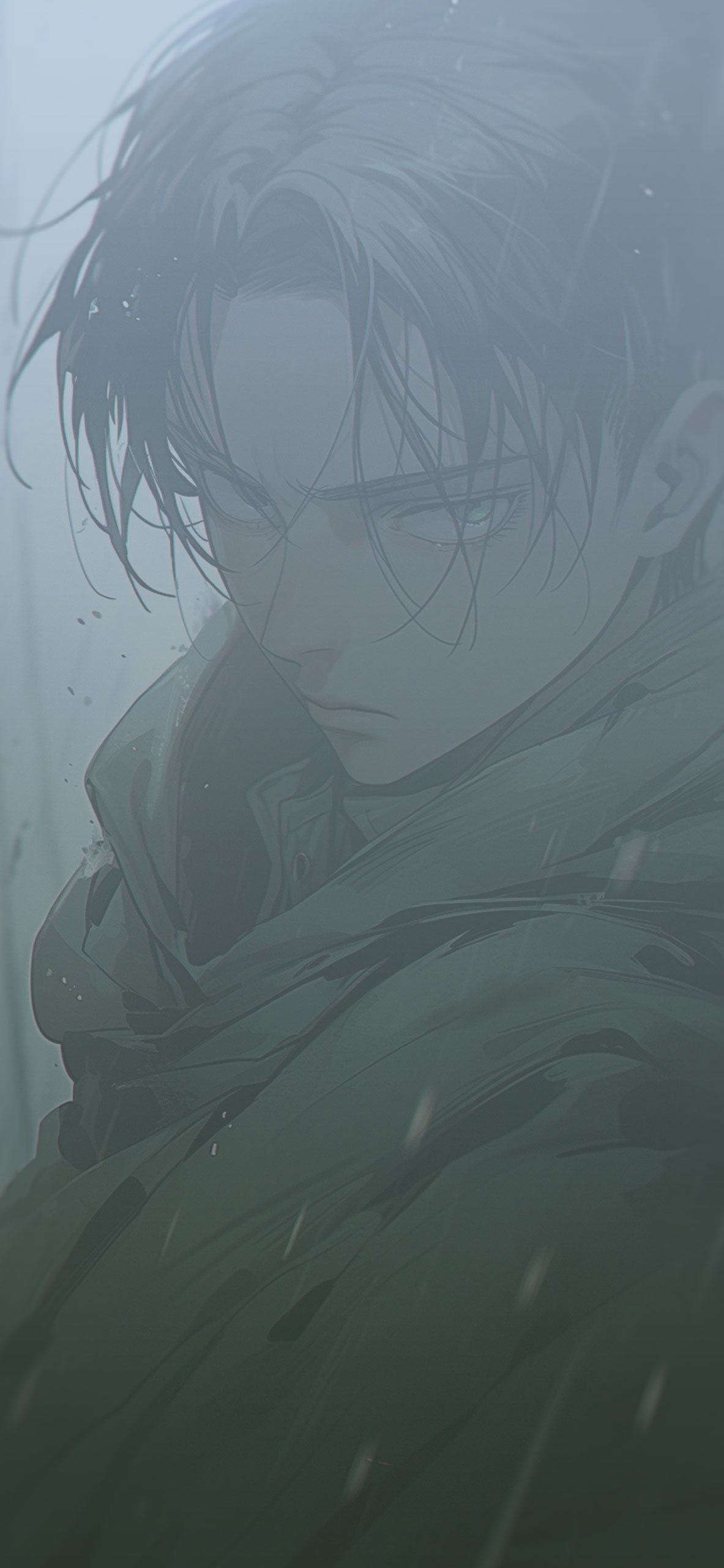 1183x2560  Леви Акерман под дождем Арт Обои - Аниме Обои HD