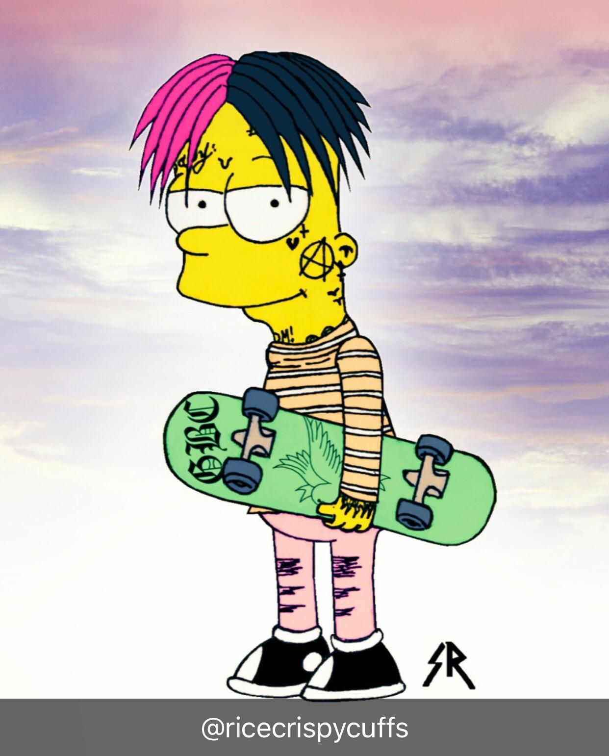 1242x1542  Пин от пользователя 💔crystal💔 на доске Lil peep | Персонажи Симпсонов, Мультяшные обои, Синие фоновые изображения