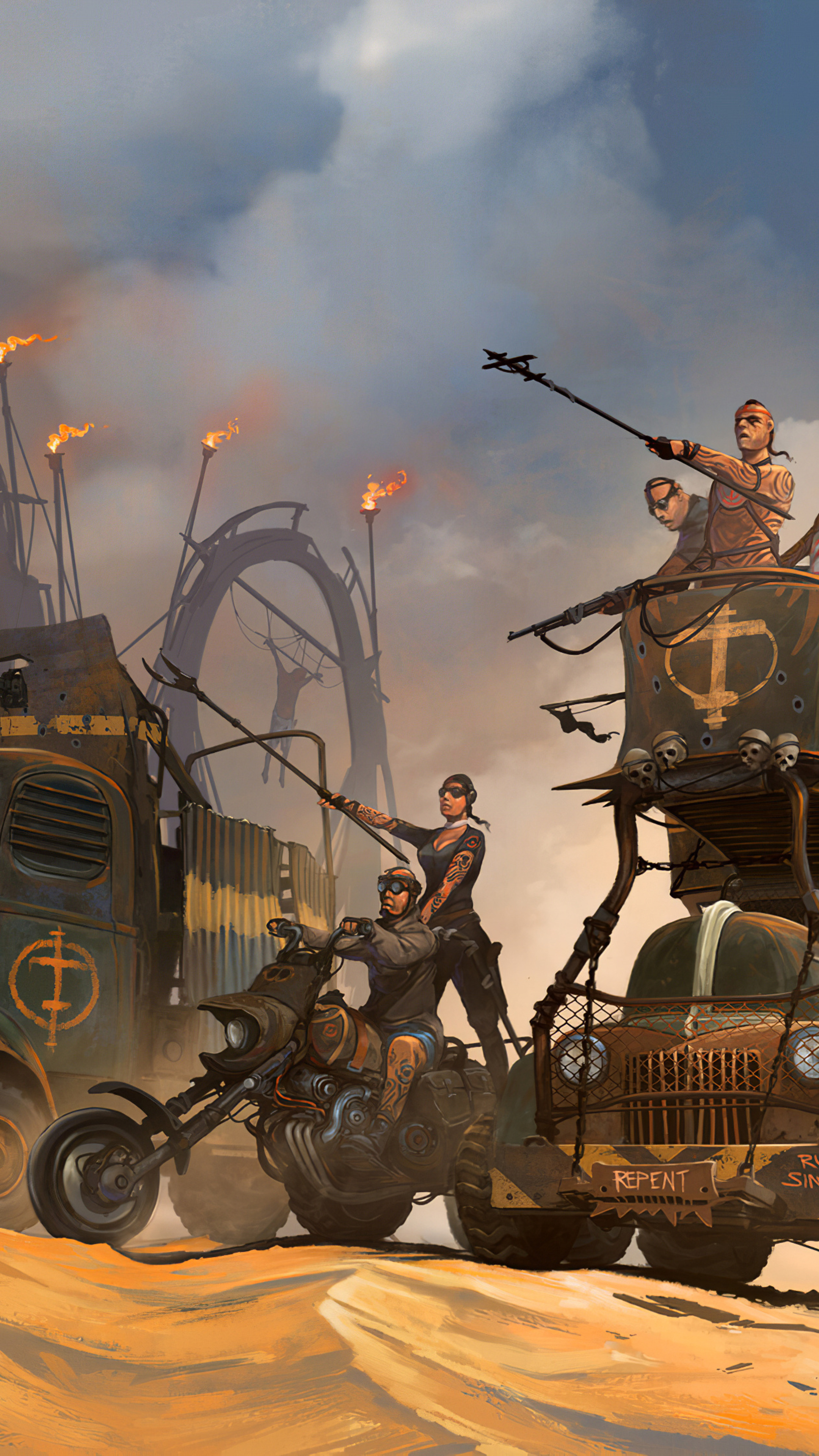 2160x3840  Обои Mad Max Fury Road Art Sony Xperia X,XZ,Z5 Premium HD 4k, изображения, фоны, фото и картинки 2160x3840