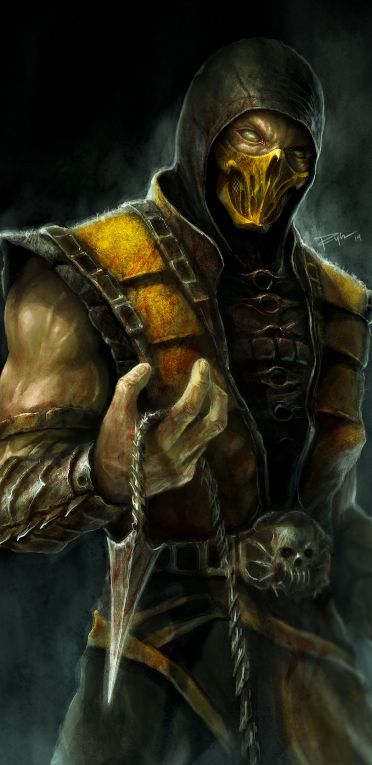 736x1512  Работа Скорпиона Mortal Kombat X 4k в разрешении 1440x2960 ​​| Optische täuschungen bilder, Optische täuschung, Kriegerin