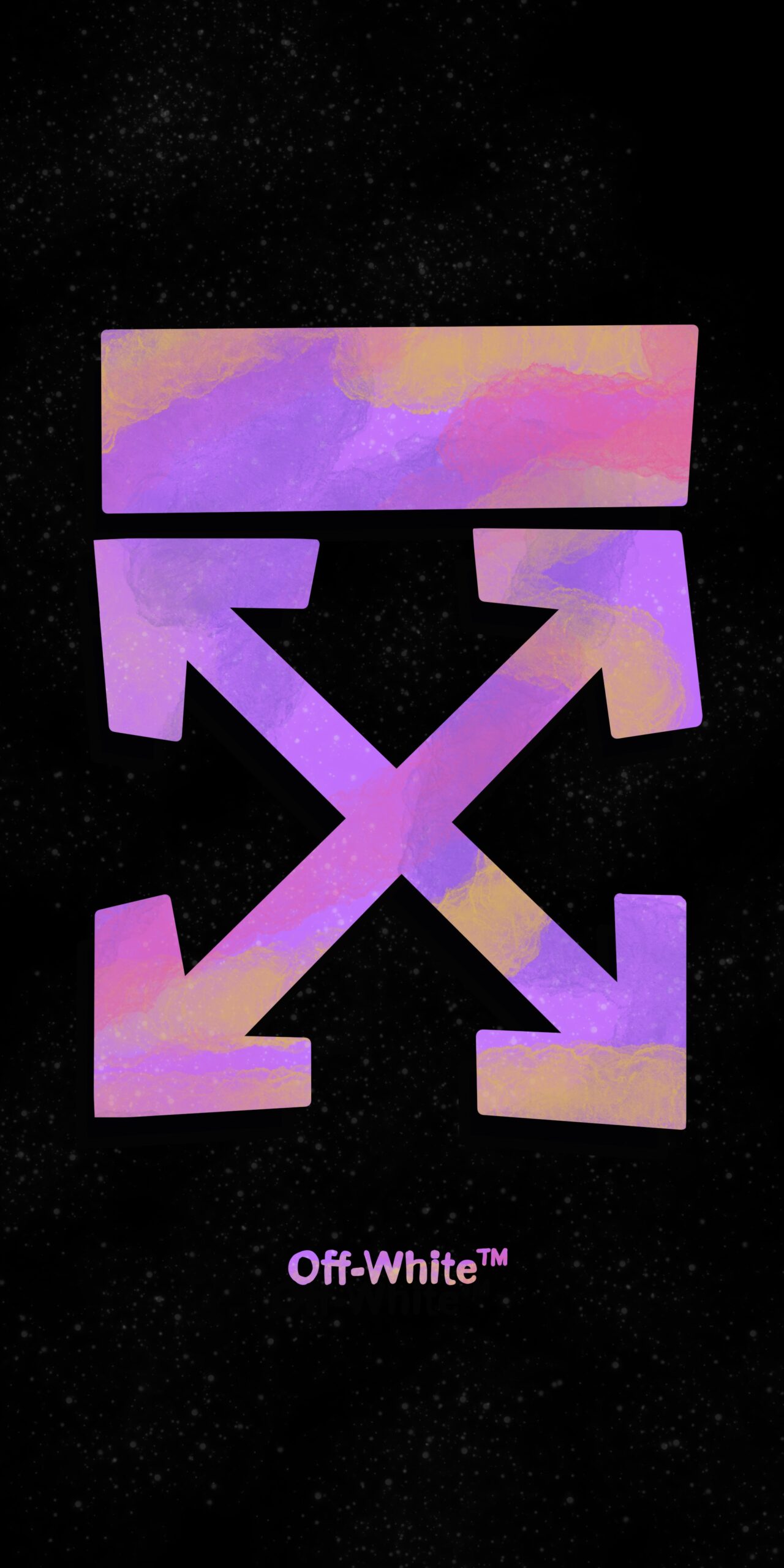 1280x2560  ✖️ Брендовые обои Off-White — фиолетовый спрей черный фон для телефона