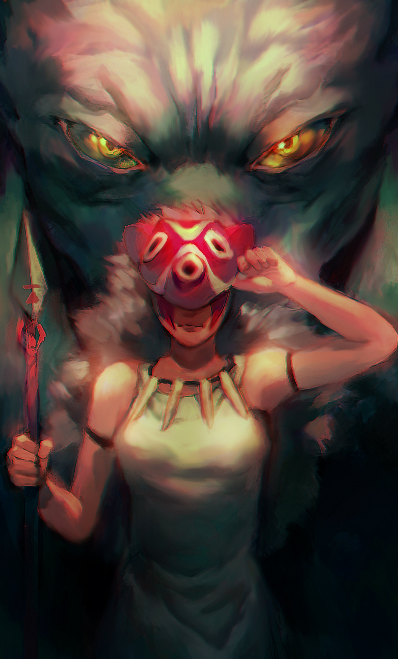 1280x2120  Скачать 1280x2120 принцесса мононоке, темная, аниме, арт, iphone 6 plus, 1280x2120 обои, картинки 16986