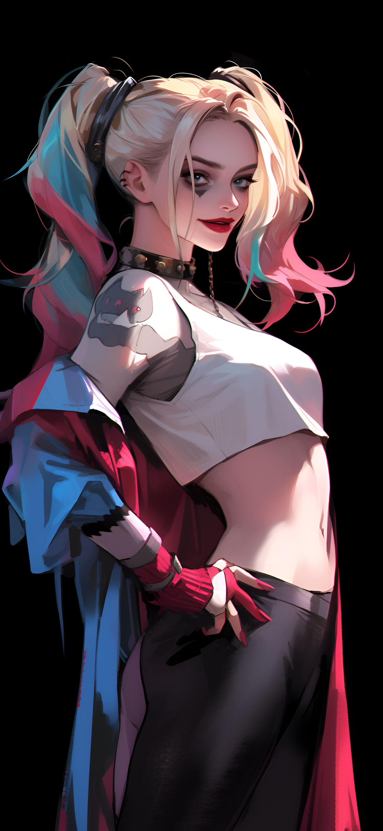 1463x3171  Обои Харли Квинн на черном фоне - Обои для рабочего стола DC Comics