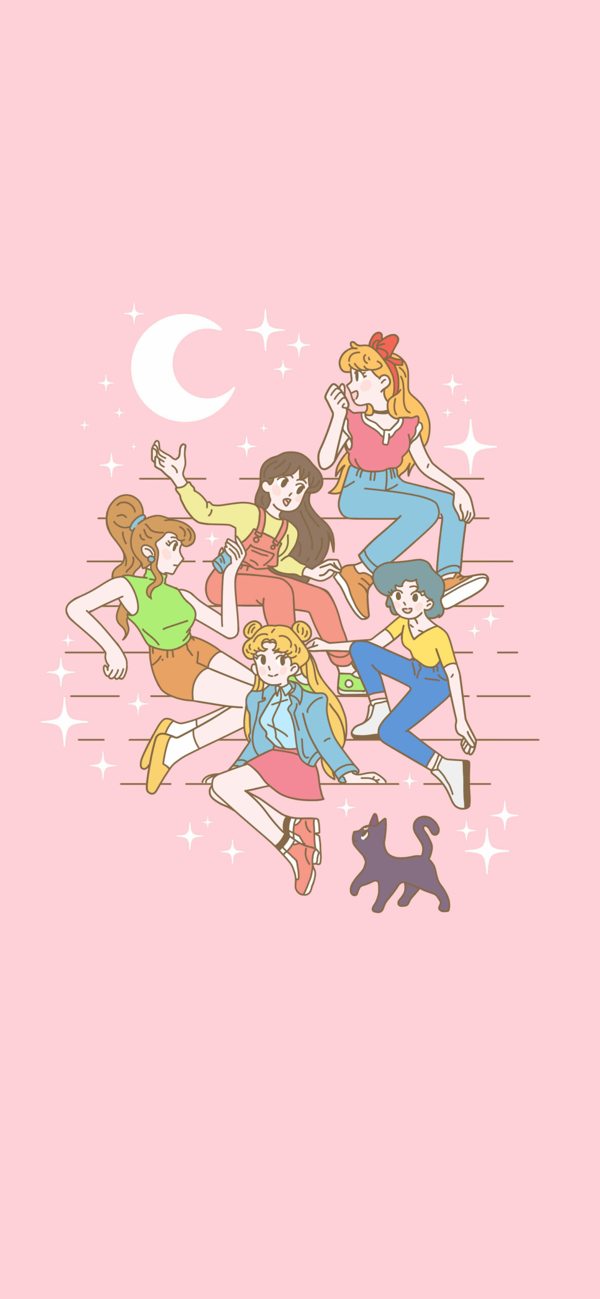 1183x2560  Розовые обои Sailor Moon Girls - Аниме Эстетические обои Симпатичные