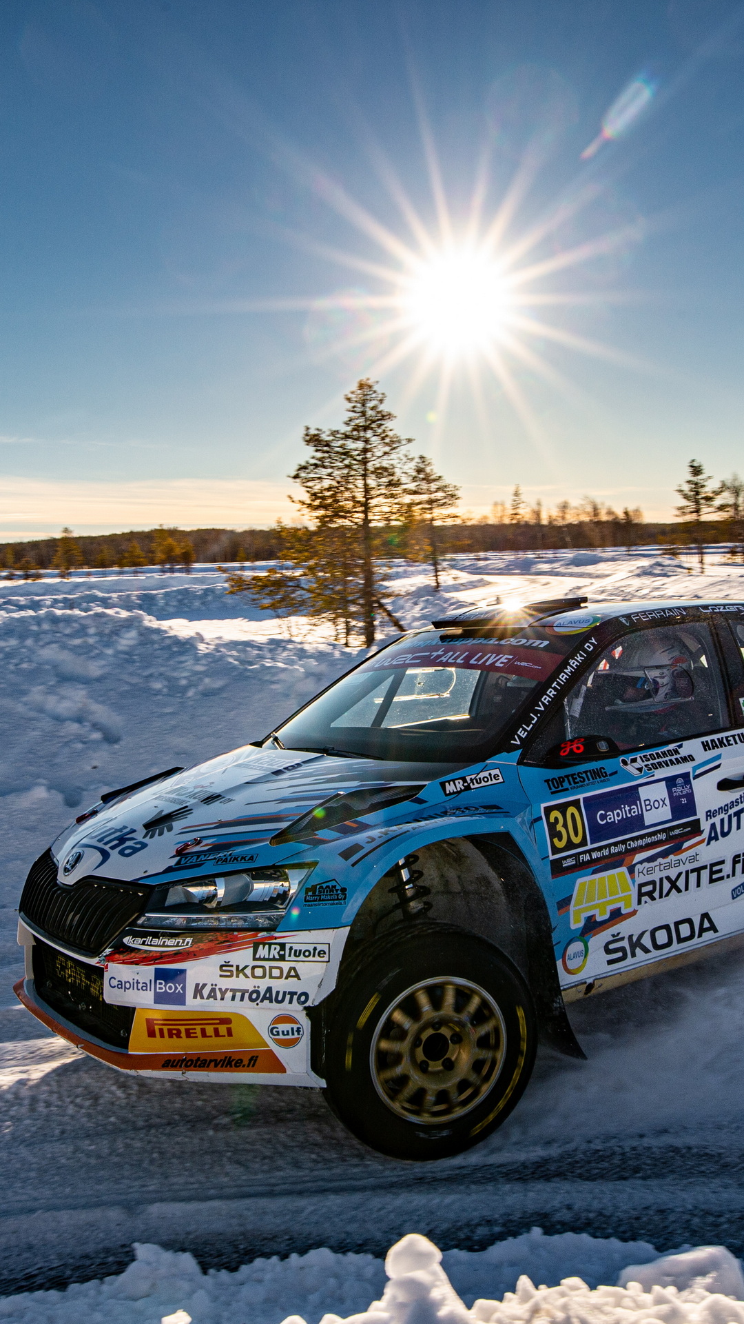 1080x1920  Скачать обои Arctic Rally Finland на телефон - Škoda Motorsport