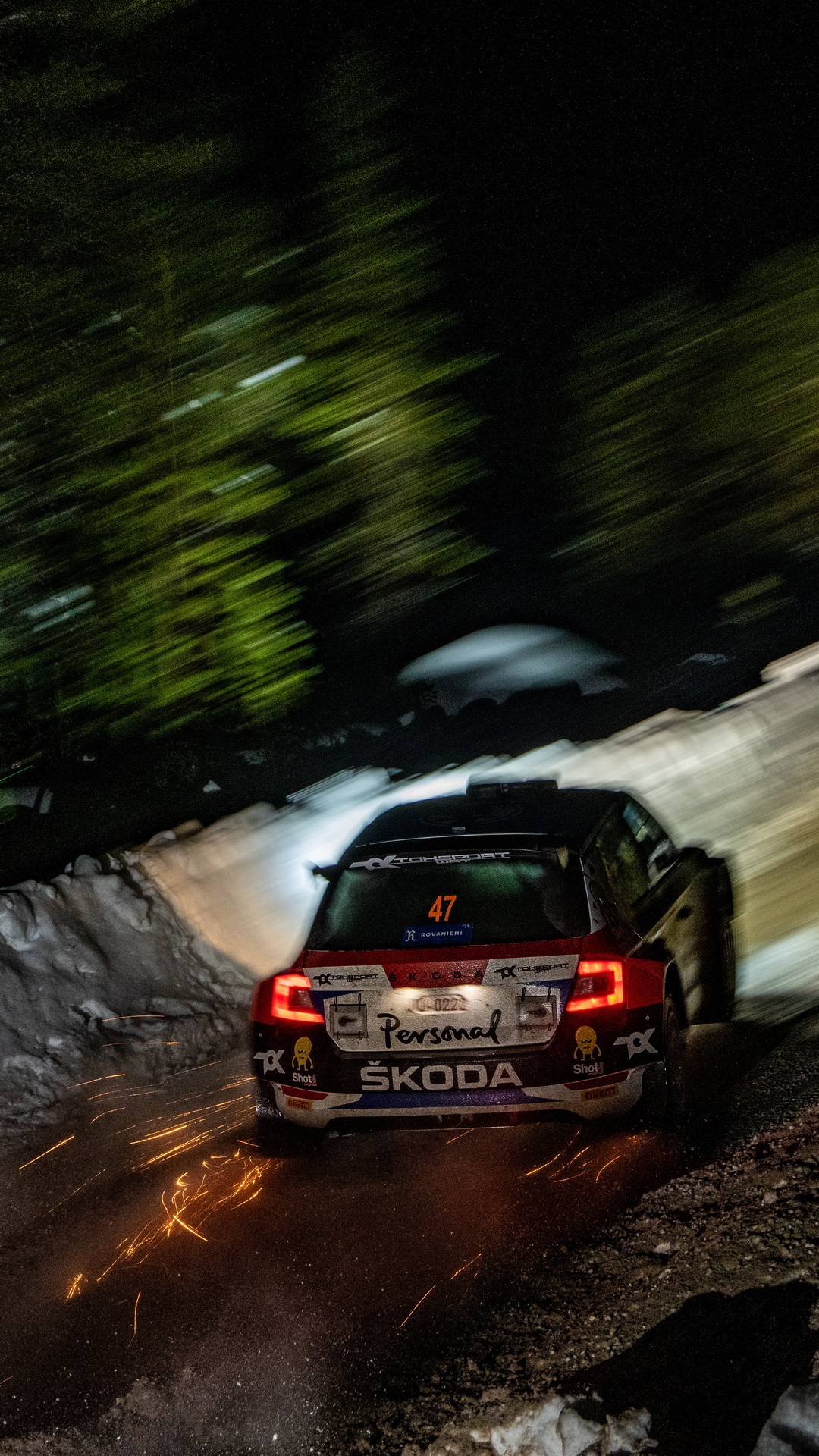 1080x1920  Скачать обои Arctic Rally Finland на телефон - Škoda Motorsport