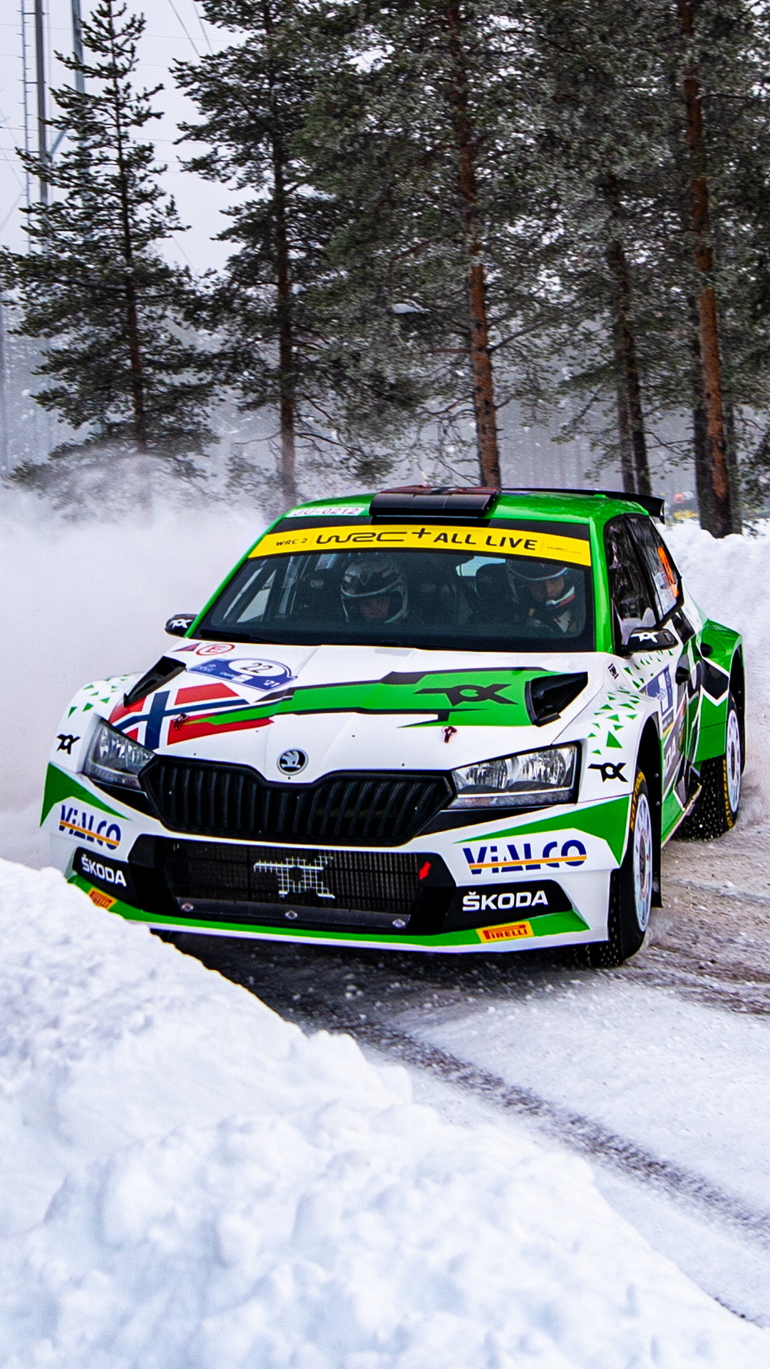 1080x1920  Скачать обои Arctic Rally Finland на телефон - Škoda Motorsport