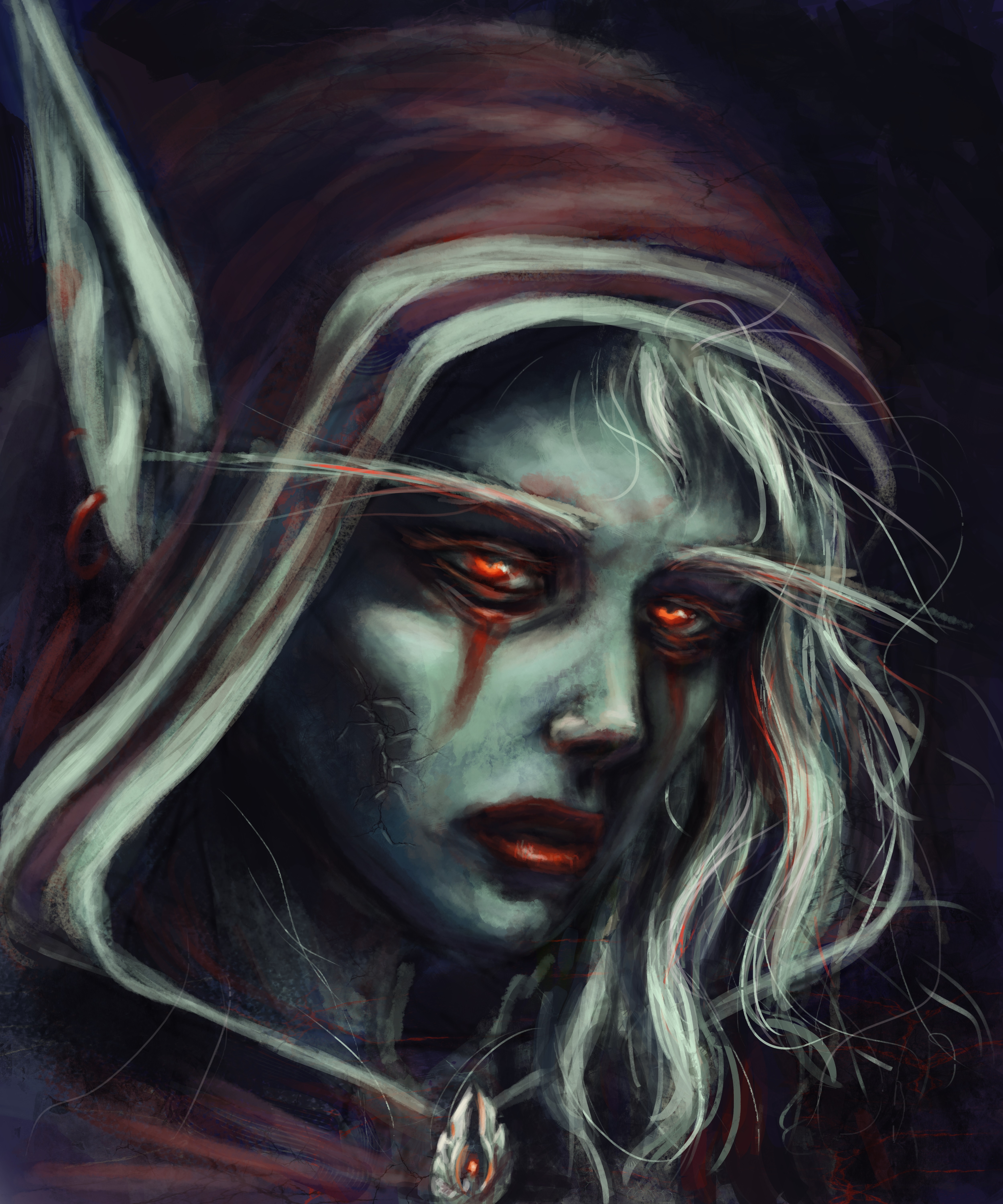 5000x6000  Фотографии World of WarCraft Sylvanas Windrunner Лицо уродливые 5000x6000