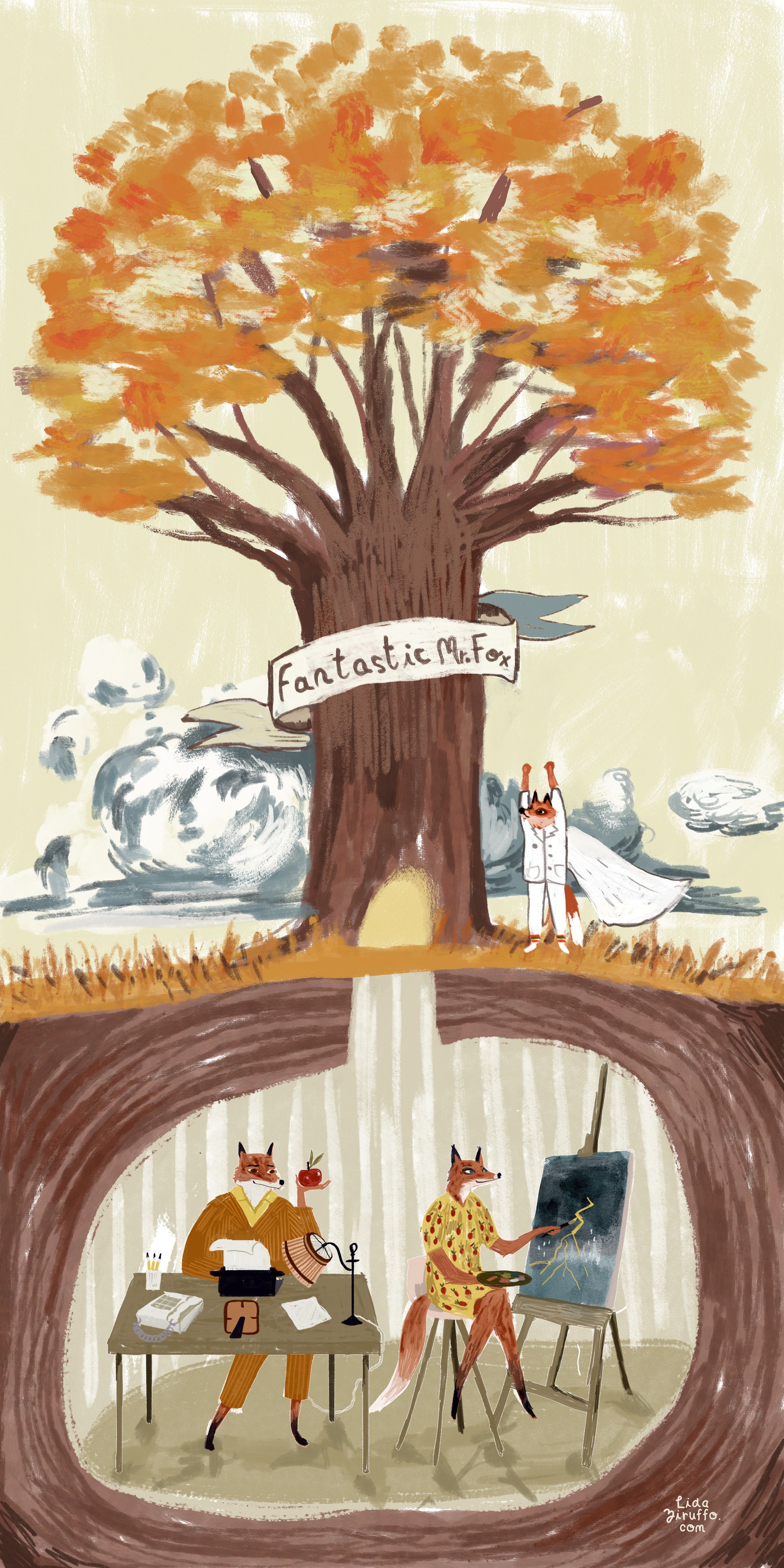 2362x4724  Фантастический мистер Фокс | Фантастическая иллюстрация мистера Фокса Фокс art