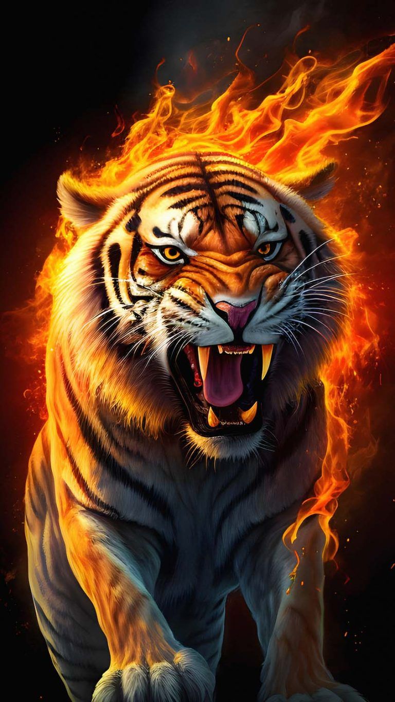 768x1365  Tiger Art Beige Wallpapers - Эстетические обои тигра для iPhone