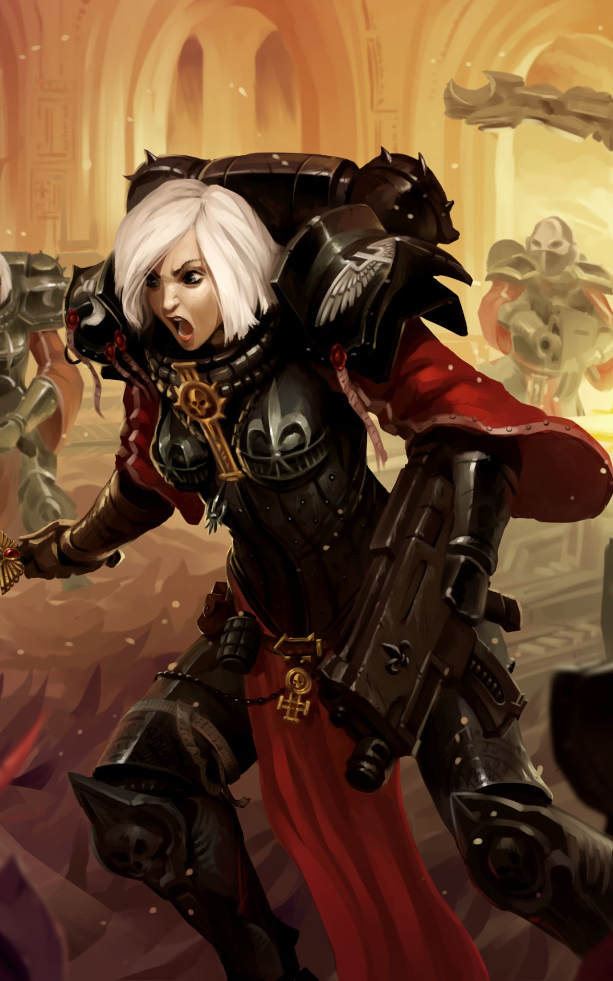 1200x1920  Картинка на телефон: Warhammer, Доспехи, Warhammer 40K, Видеоигры, Белые волосы, Женщина-воин, 1186562 Скачать картинку бесплатно.