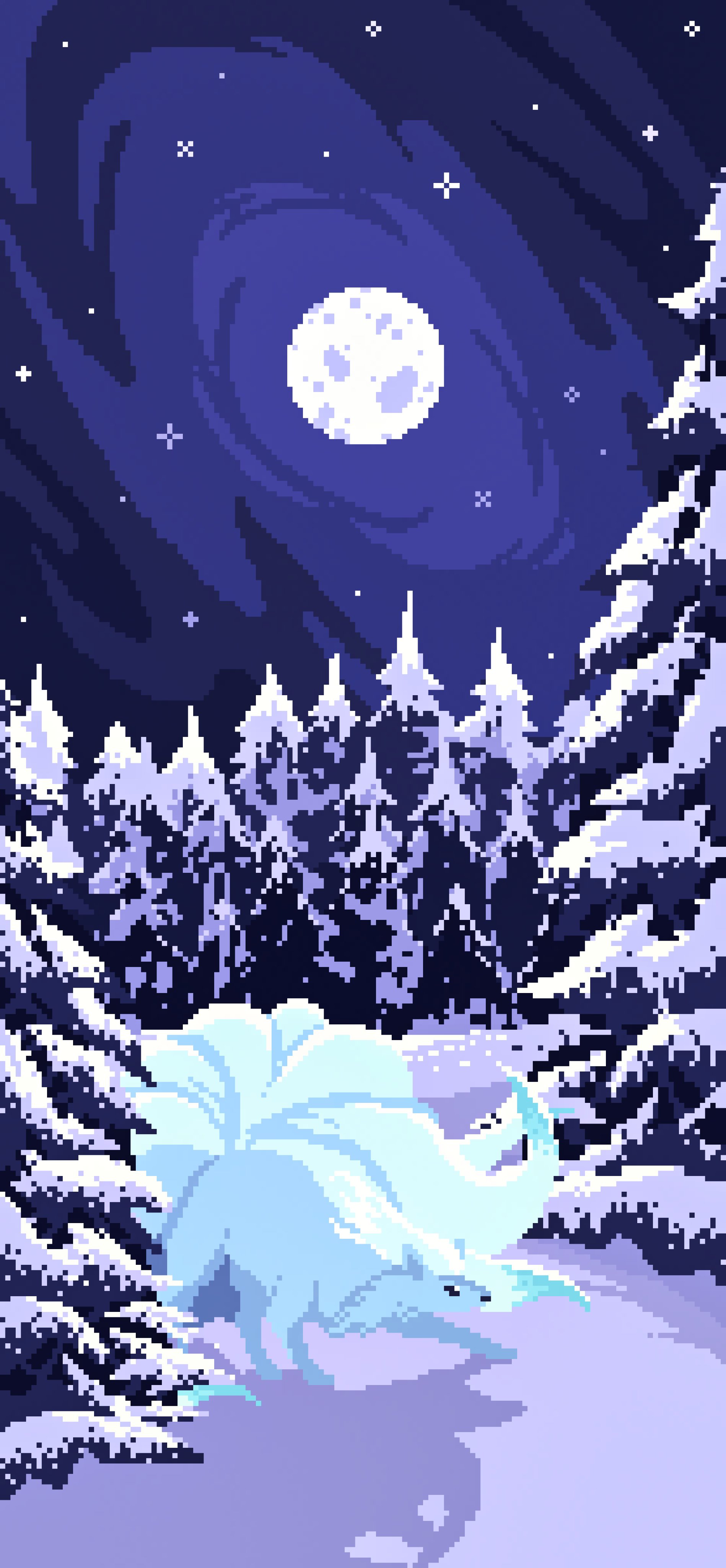 1898x4096  Пиксельные Зимние Арт Обои - Обои Пещера