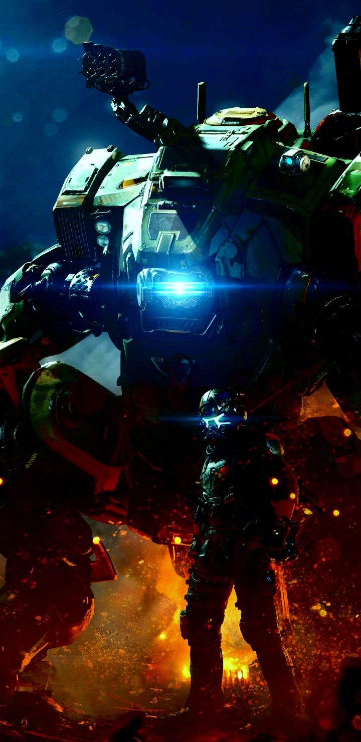 720x1480  Titanfall 2 Pilot with his Titan | Titanfall, Cool pictures for wallpaper,  Halo poster