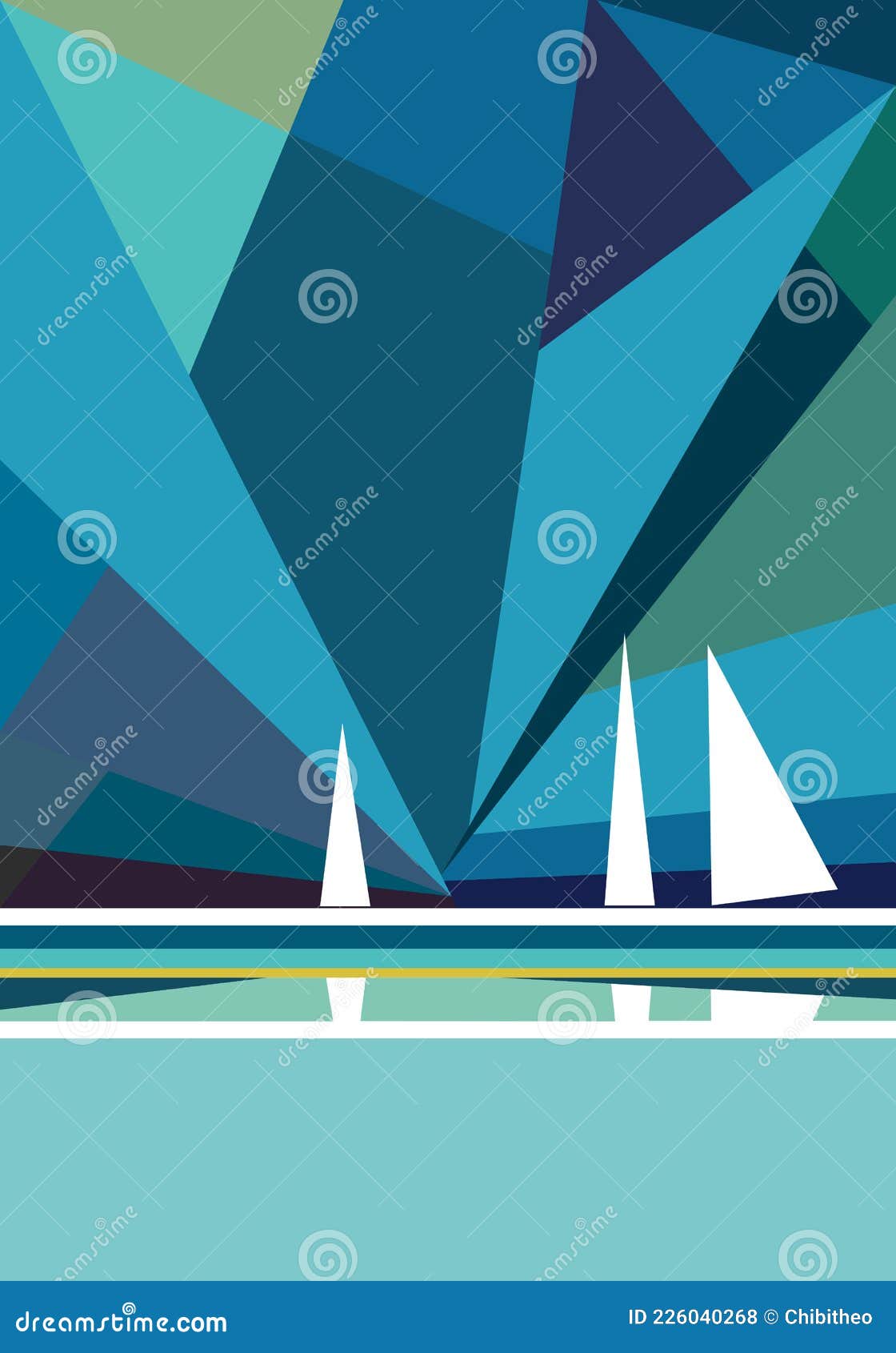 1120x1690  абстрактный пейзаж парусников на пляже. Иллюстрация вектора - иллюстрации  насчитывающей океан, карточки: 226040268