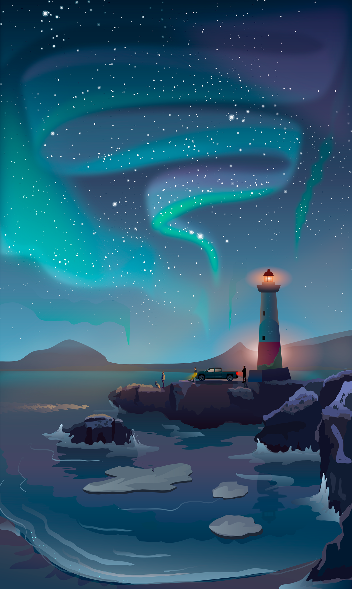 1400x2339  Aurora on Behance | Artistic wallpaper, Anime scenery wallpaper, Landscape  wallpaper