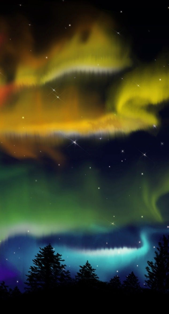 720x1332  Pin by Ната Гулиева on Обои на телефон | Northern lights, Forest  silhouette, Sky art