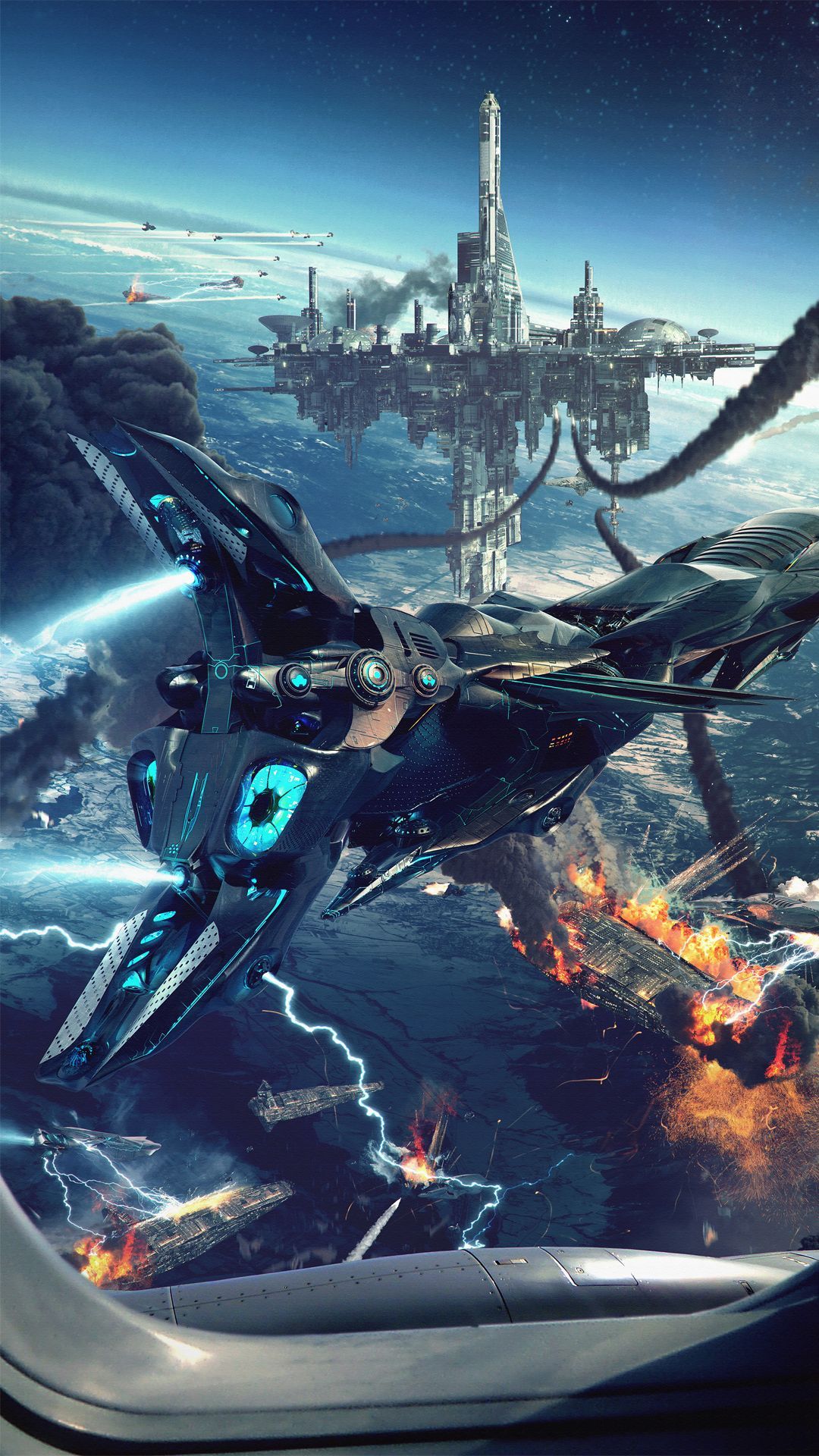 1080x1920  Fantasy Spaceship Floating Обои для Android скачать бесплатно 