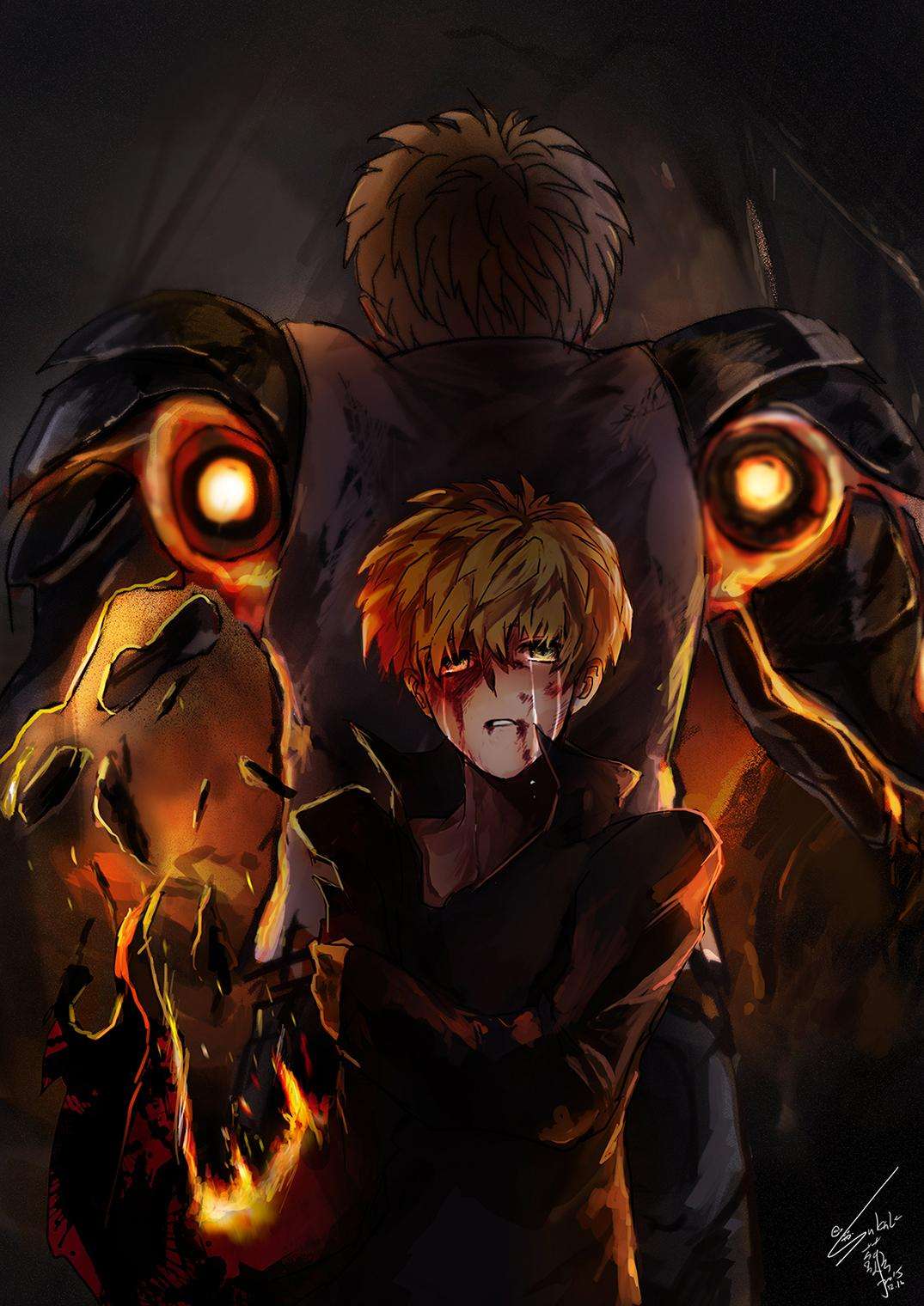 1075x1520   One Punch Man Genos обои Android