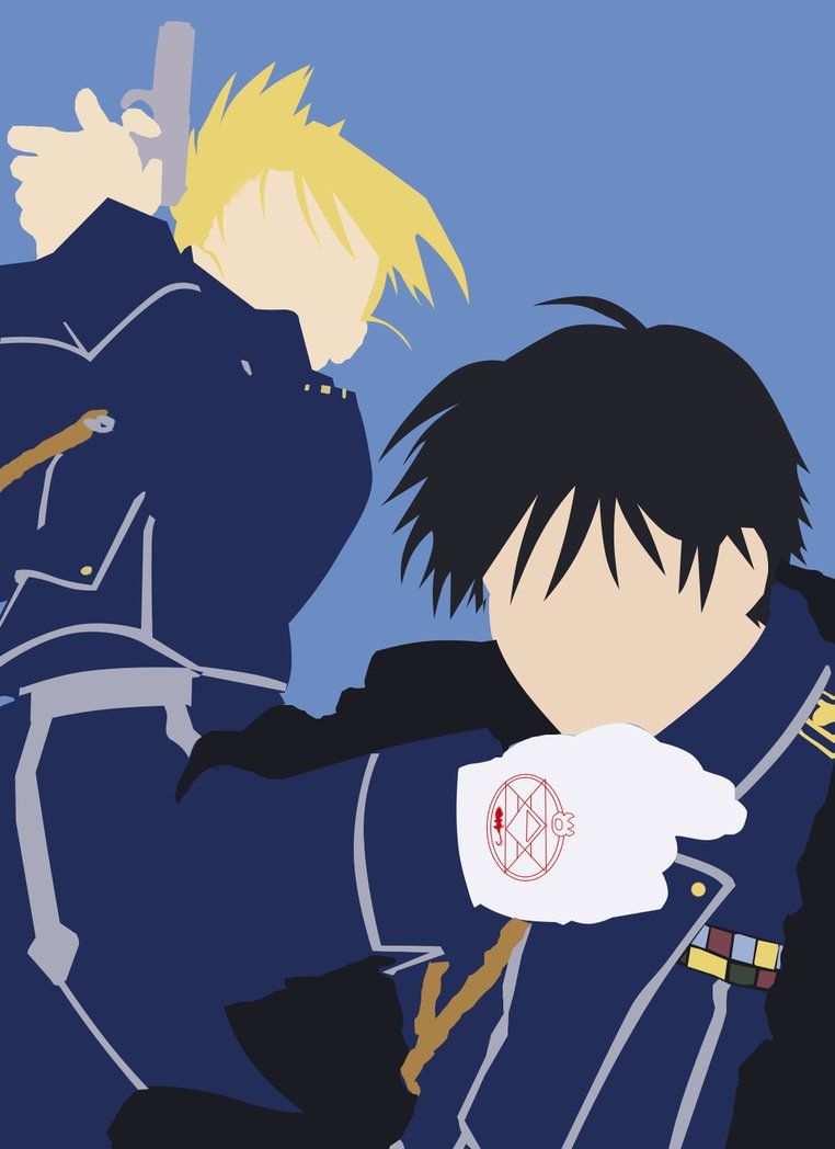 762x1048   Рой Мустанг и Риза Соколиный глаз: Минималистские обои | Аниме Minimalist wallpaper Fullmetal alchemist