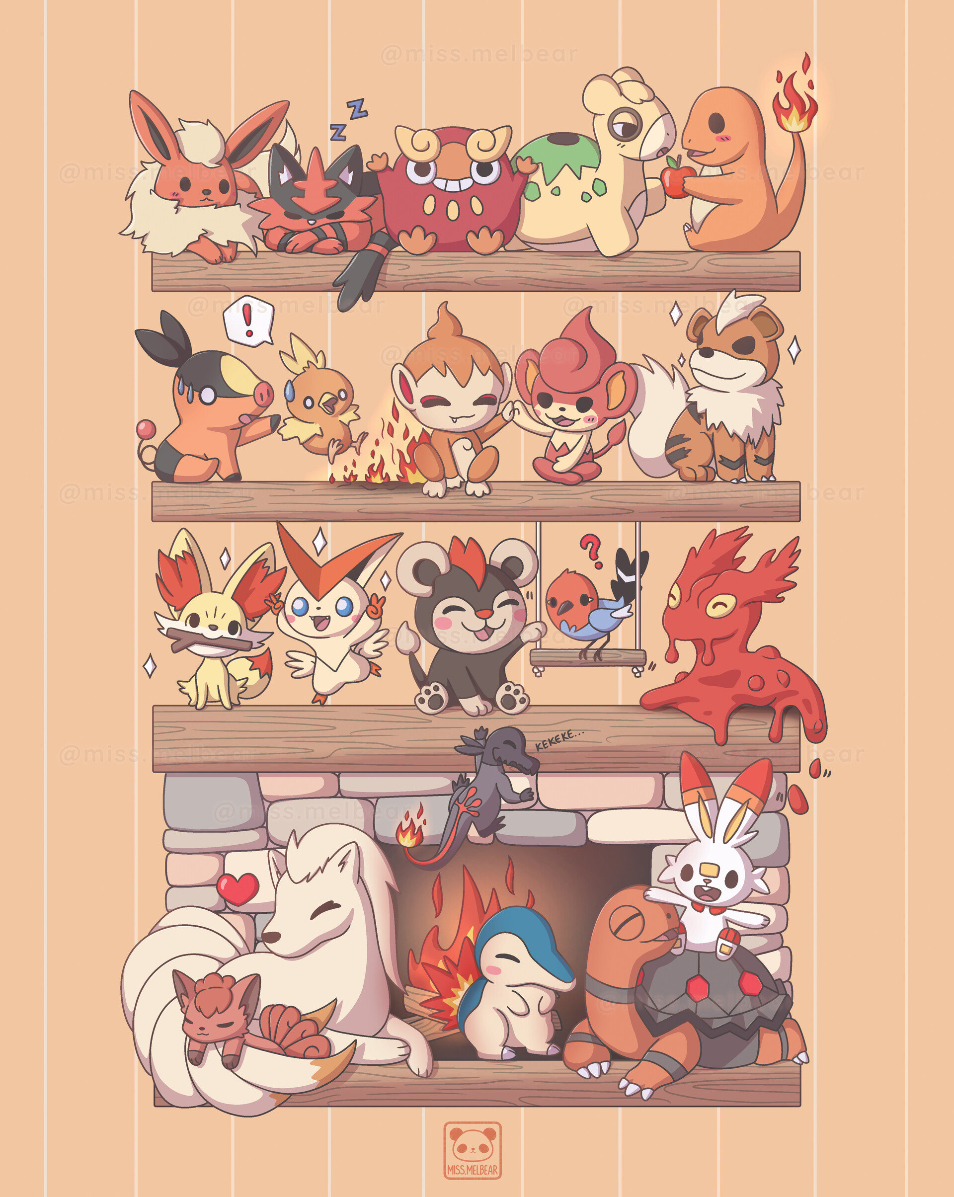 1920x2409  ArtStation - {aesthetic pokemon} \ u2063 ? Fire Edition ? \ u2063 Melissa Chan 