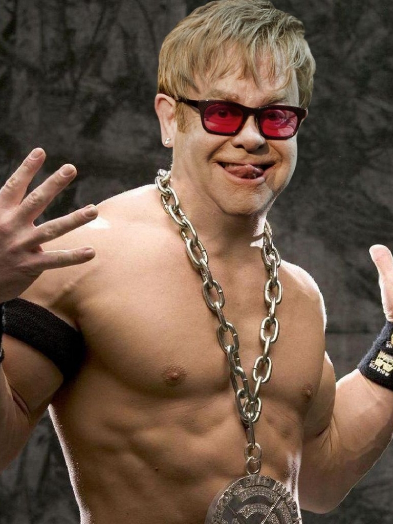 768x1024  Elton John + Stars