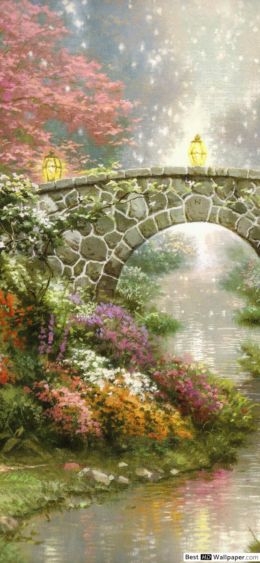 828x1792  Piccolo ponte su un torrente Загрузить изображения HD